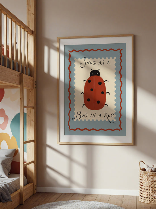 Snug As A Bug In A Rug Print | Blue