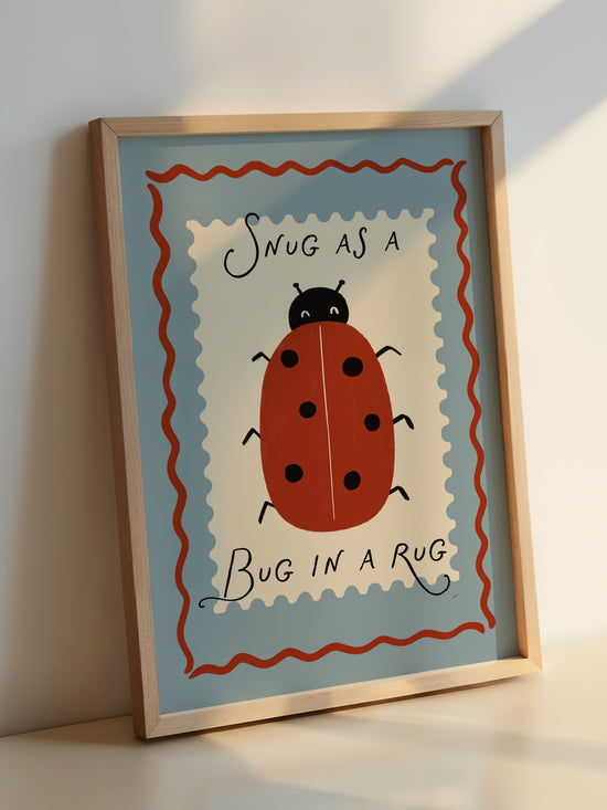 Snug As A Bug In A Rug Print | Blue