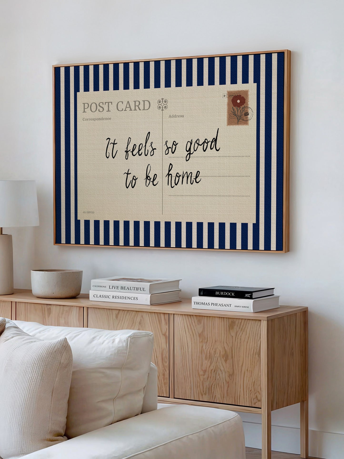 Striped Postcard Framed Canvas