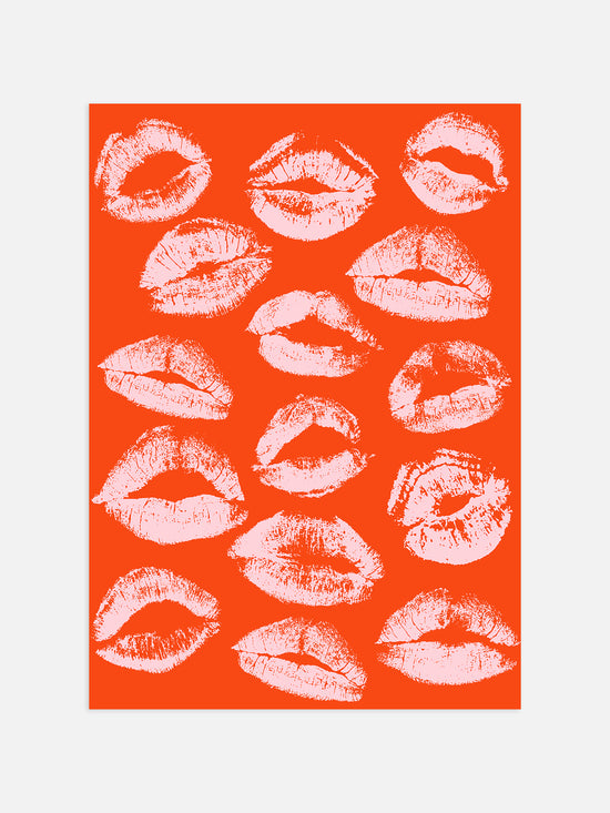 Trendy Lipstick Kisses Poster