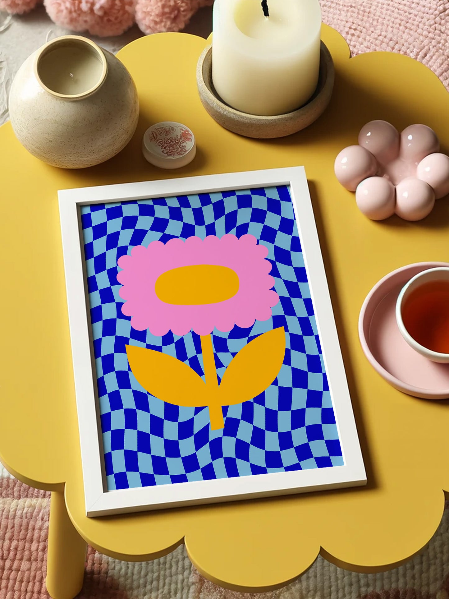 Retro Vibrant Flower Wall Art