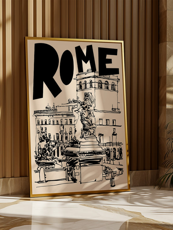 Retro Rome Poster | Black And Cream