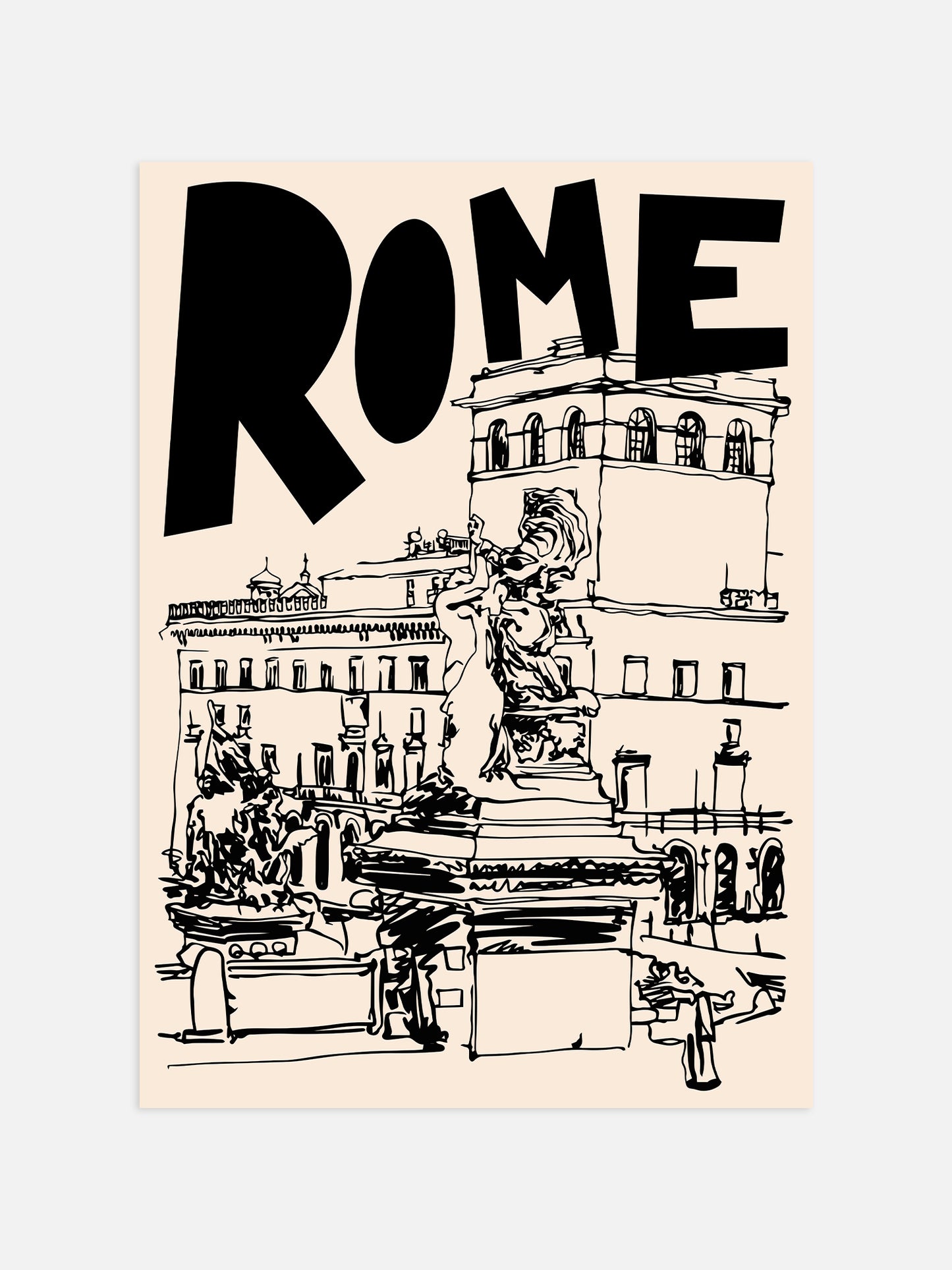 Retro Rome Poster | Black And Cream