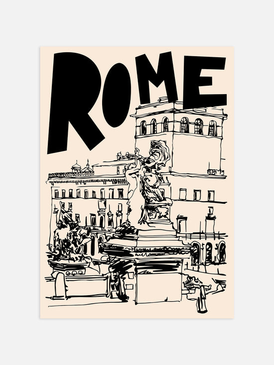 Retro Rome Poster | Black And Cream