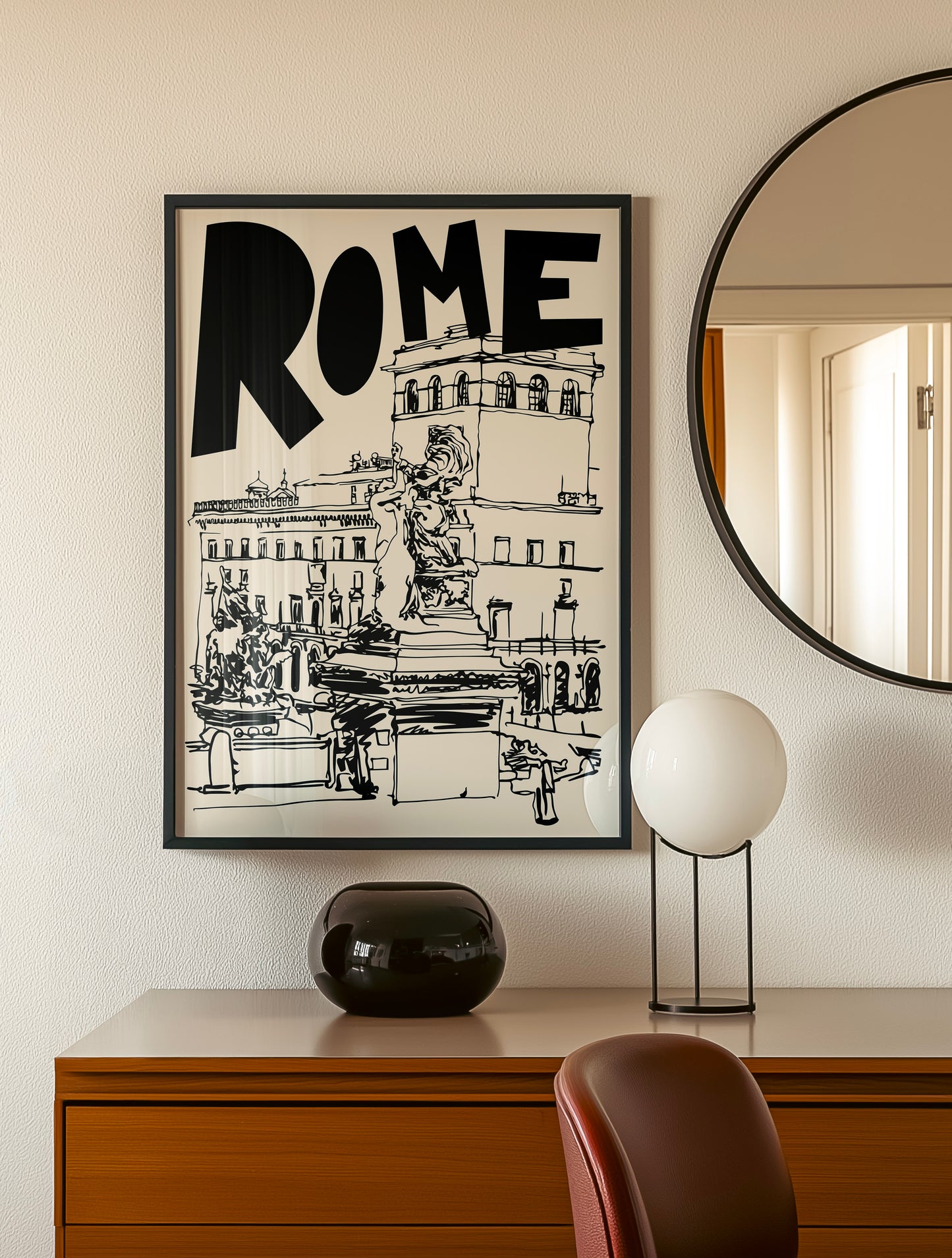 Retro Rome Poster | Black And Cream