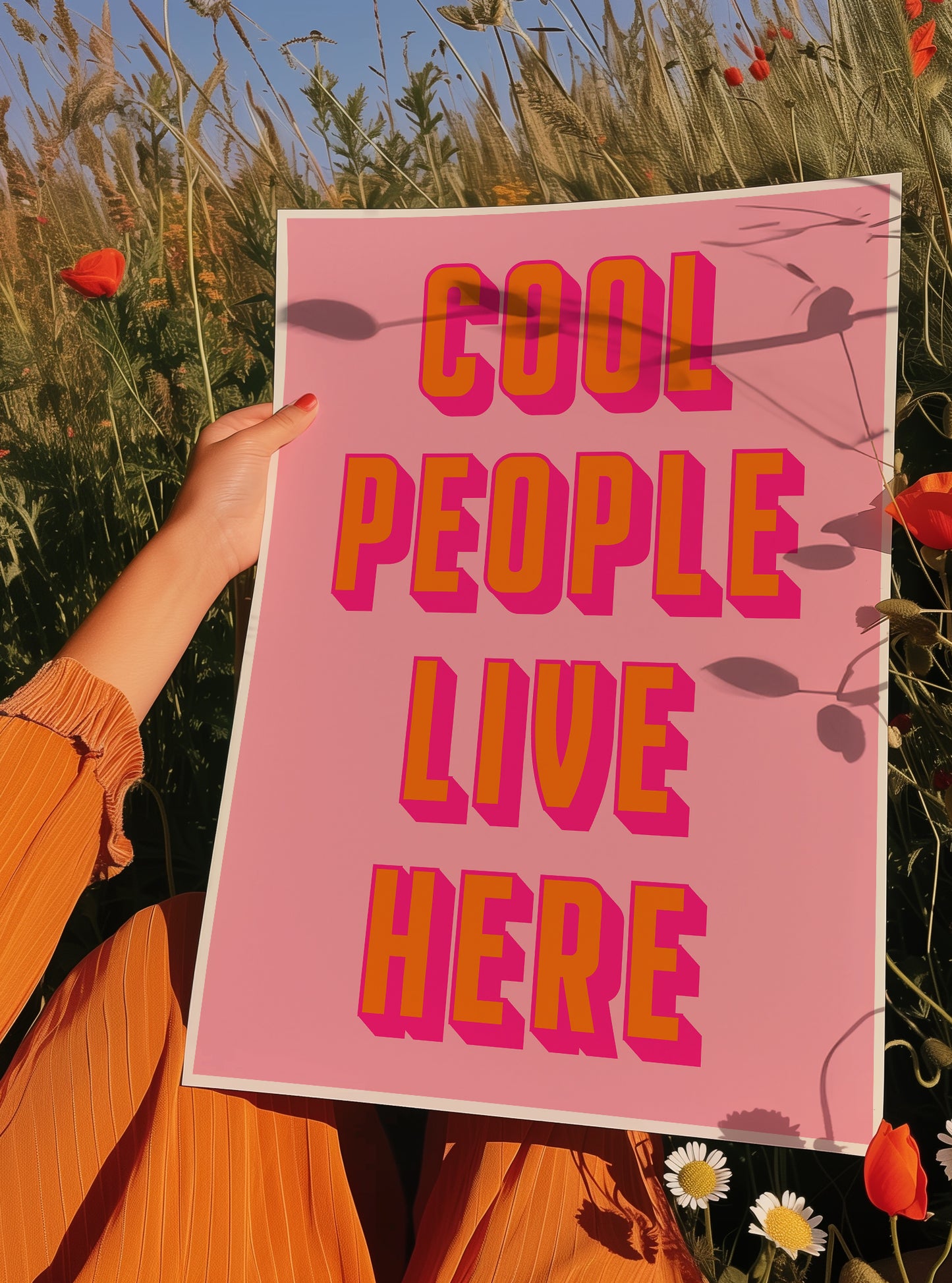 Pink Cool People Live Here Poster