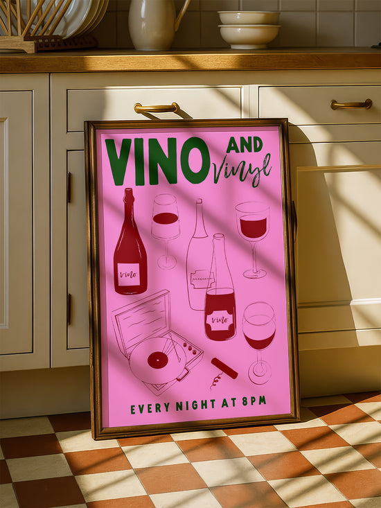 Vino And Vinyl Kitchen Print