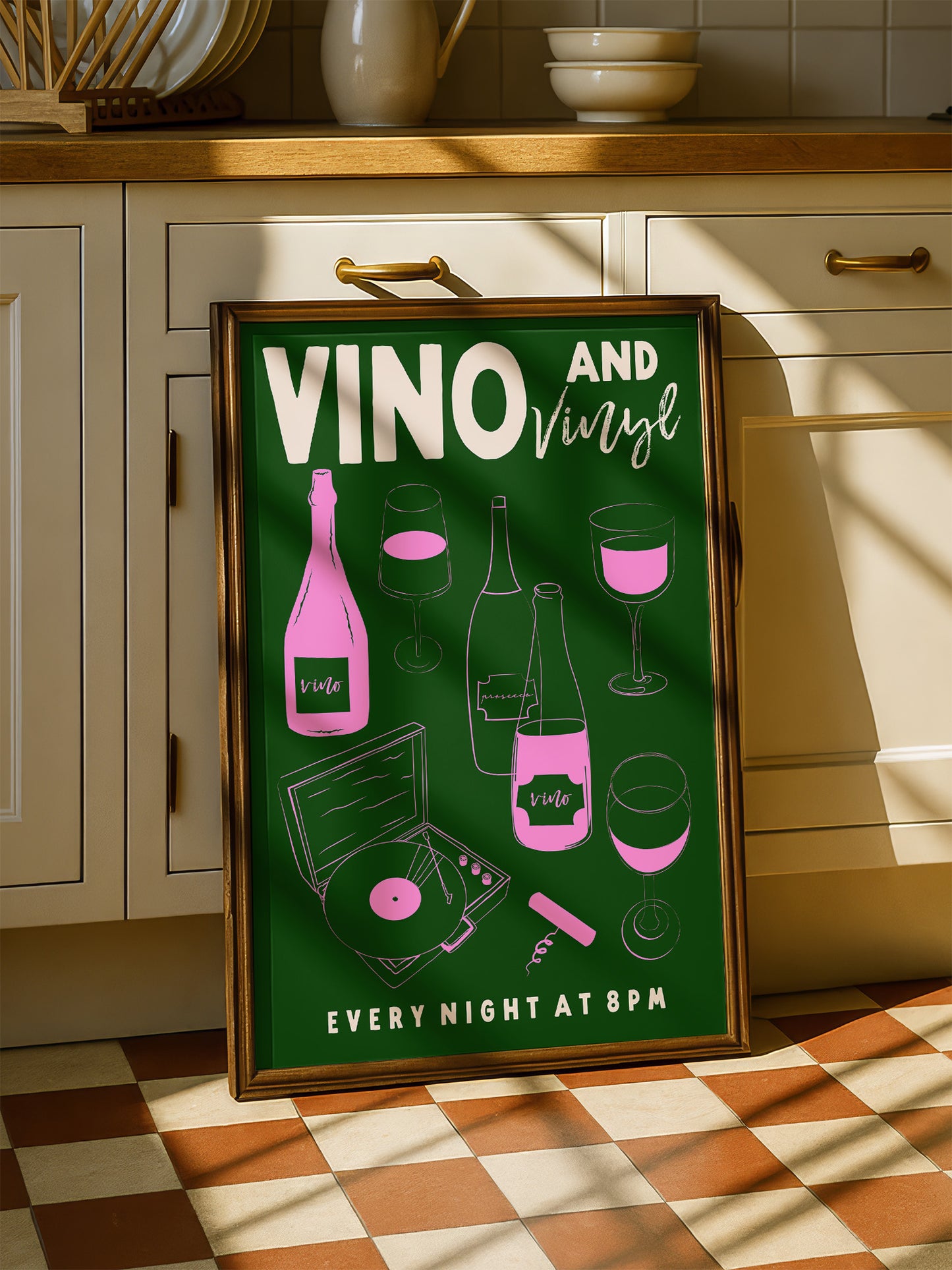 Vino And Vinyl Kitchen Print