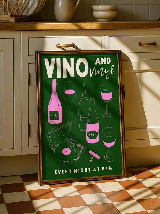 Vino And Vinyl Kitchen Print