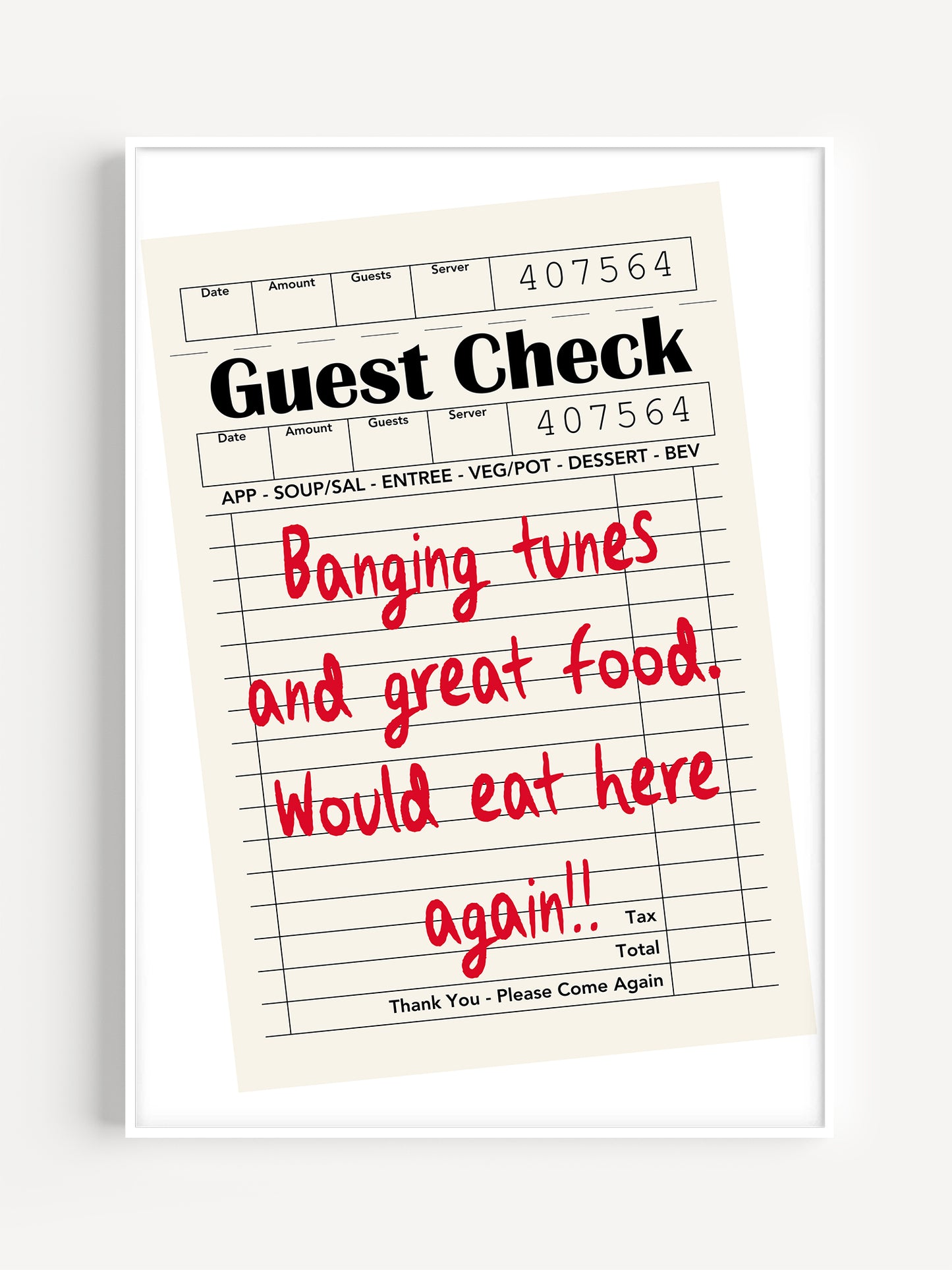 Kitchen Cheque Guest Check Kitchen Poster – Luxe Poster Co