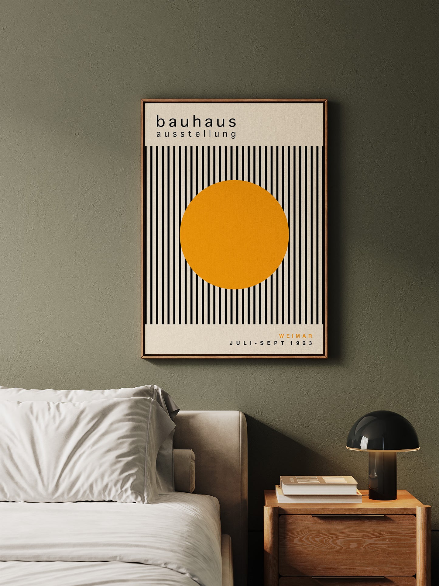 Yellow Circle Bauhaus Framed Canvas
