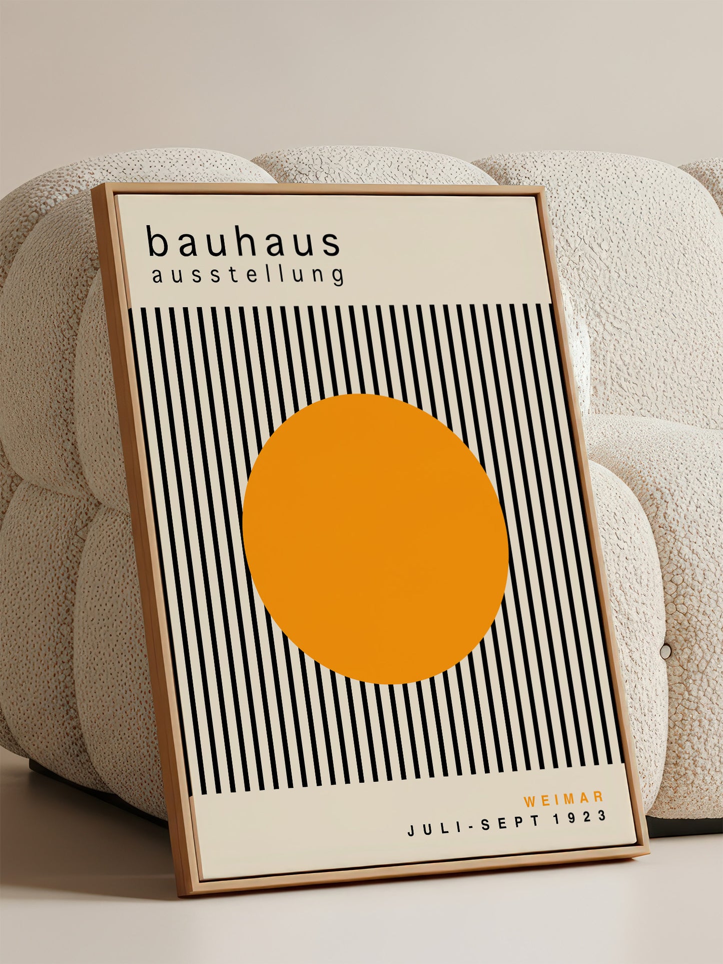 Yellow Circle Bauhaus Framed Canvas