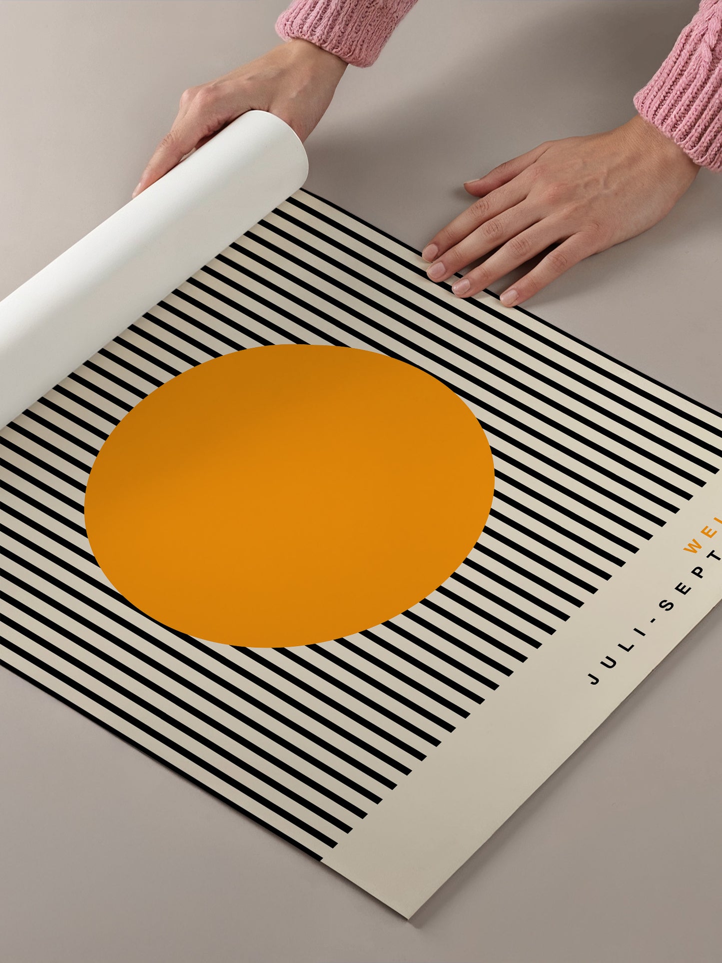 Yellow Circle With Black Stripes Bauhaus Print | Unframed