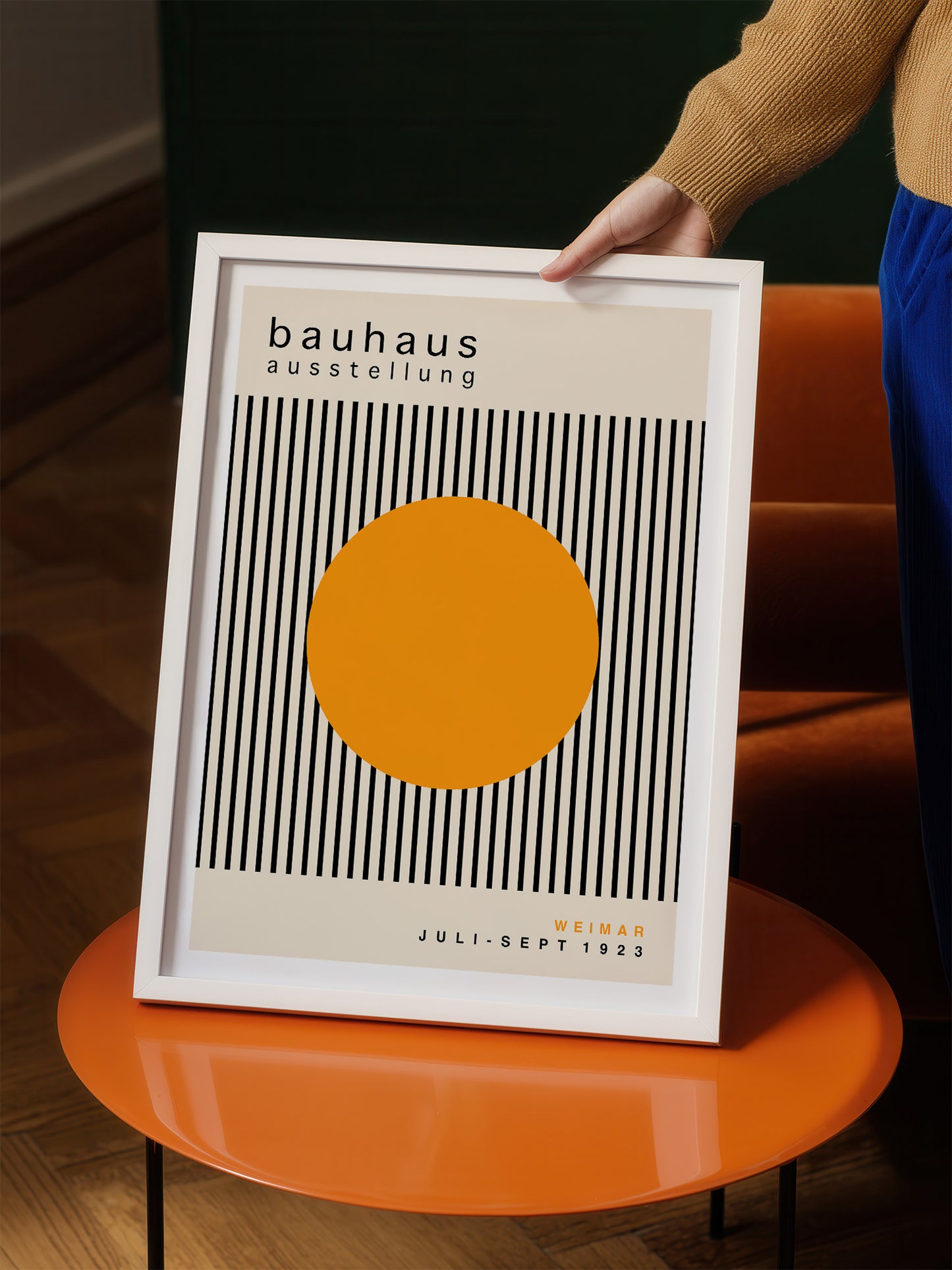 Yellow Circle With Black Stripes Bauhaus Print | Unframed