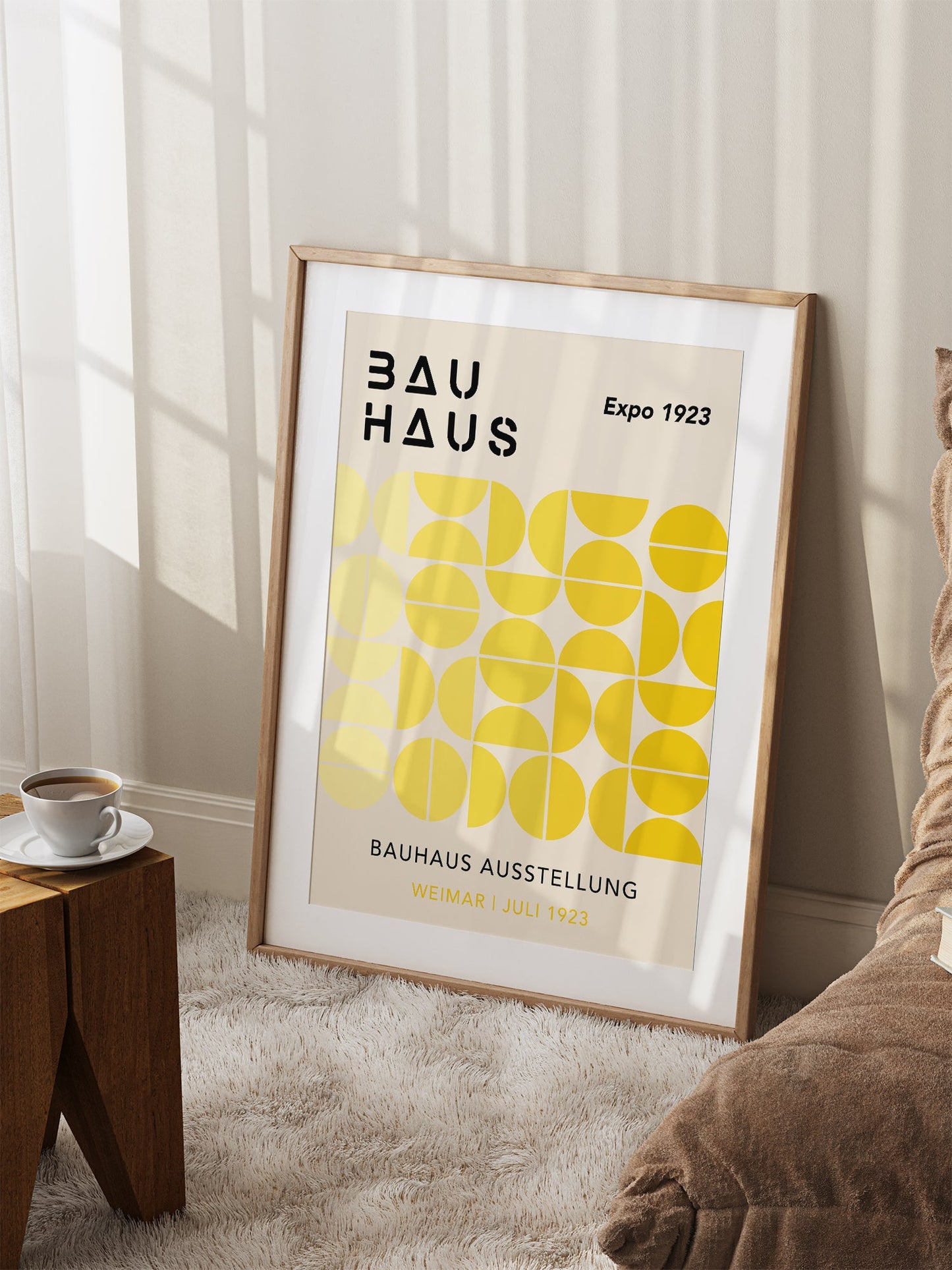 Bauhaus Exhibition Poster – Yellow Geometric Wall Art Framed Print