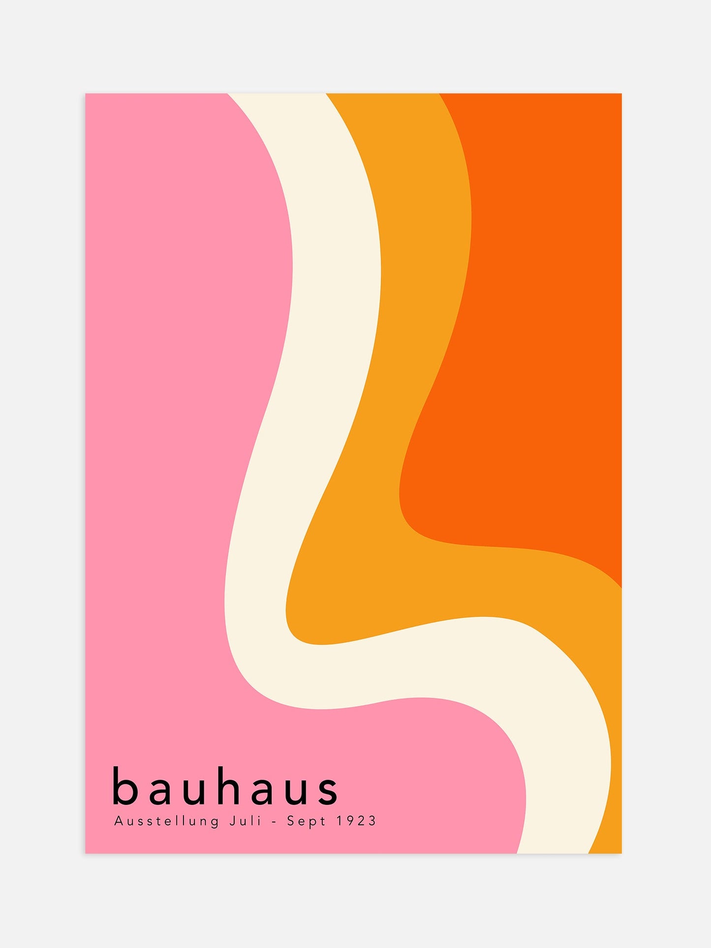 Bauhaus Poster – Pink Curve Colour Block Design Framed Modernist Wall Art
