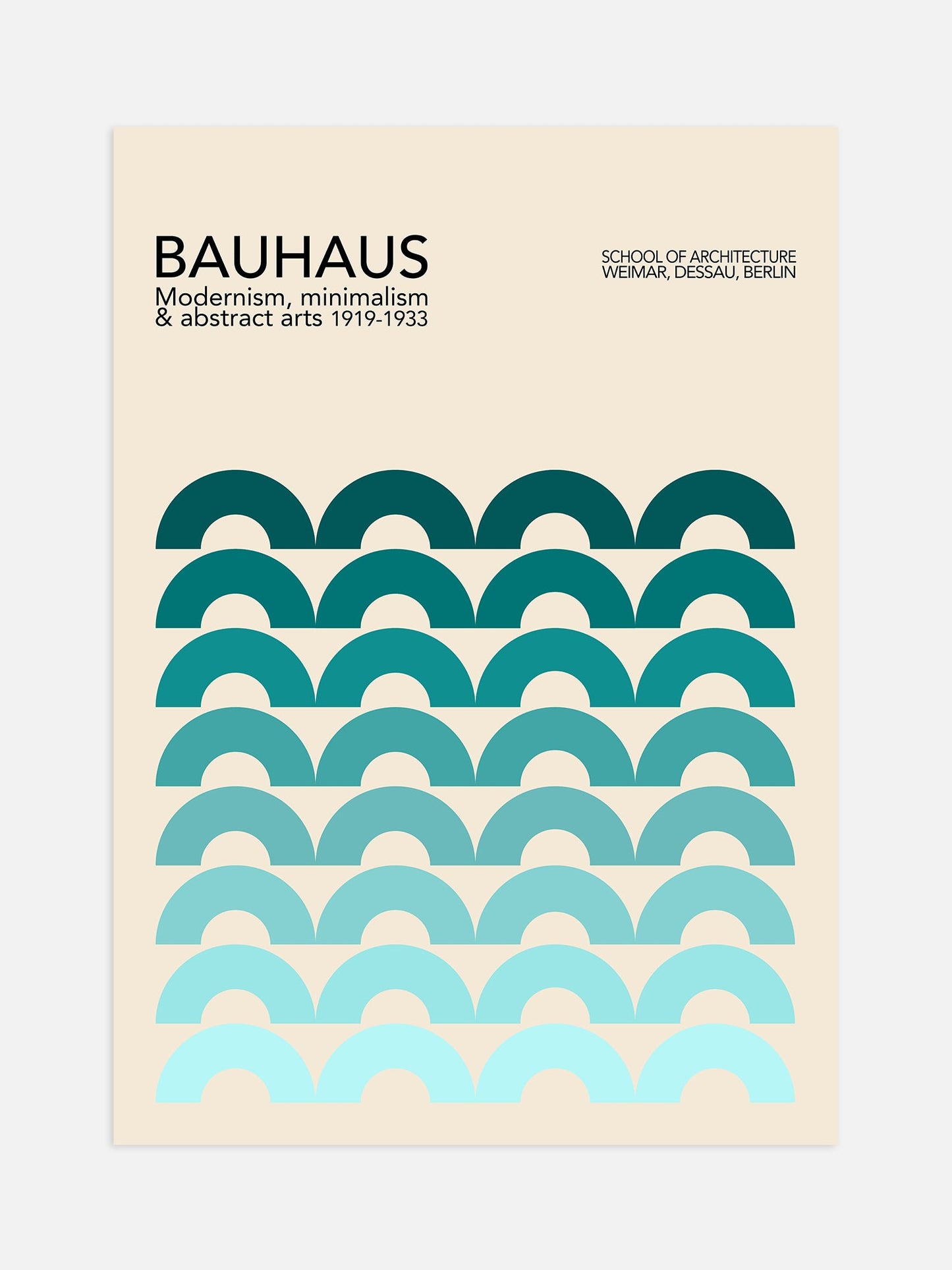 Bauhaus Poster – Blue Arches Gradient Art Print | Luxe Poster Co Framed