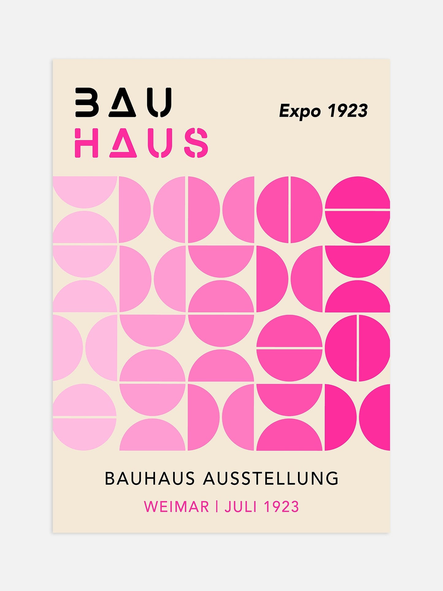Bauhaus Exhibition Poster – Pink Geometric Art Print | Luxe Poster Co Framed