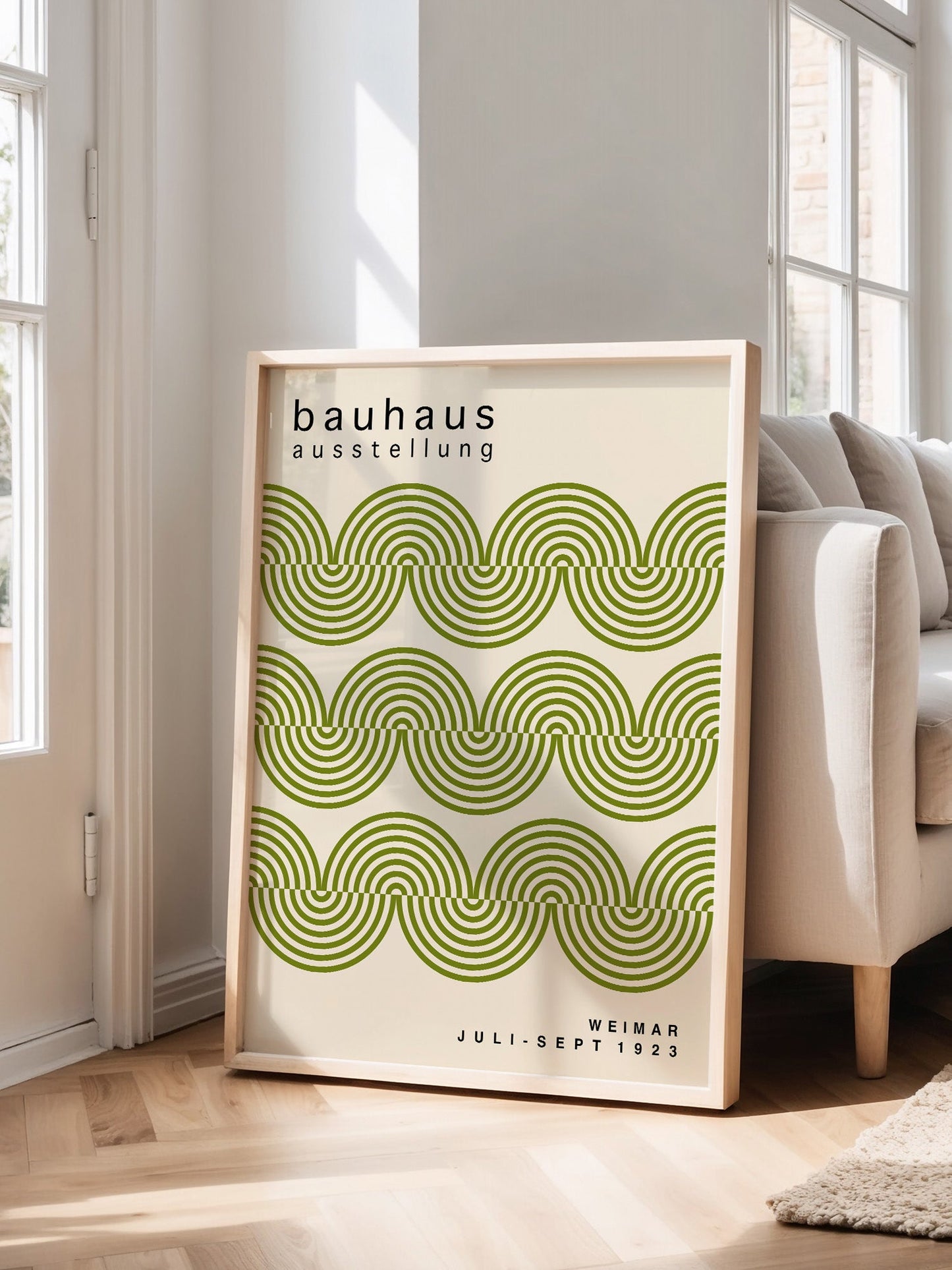 Bauhaus Poster – Green Geometric Print | Modernist Style Wall Art for Living Room