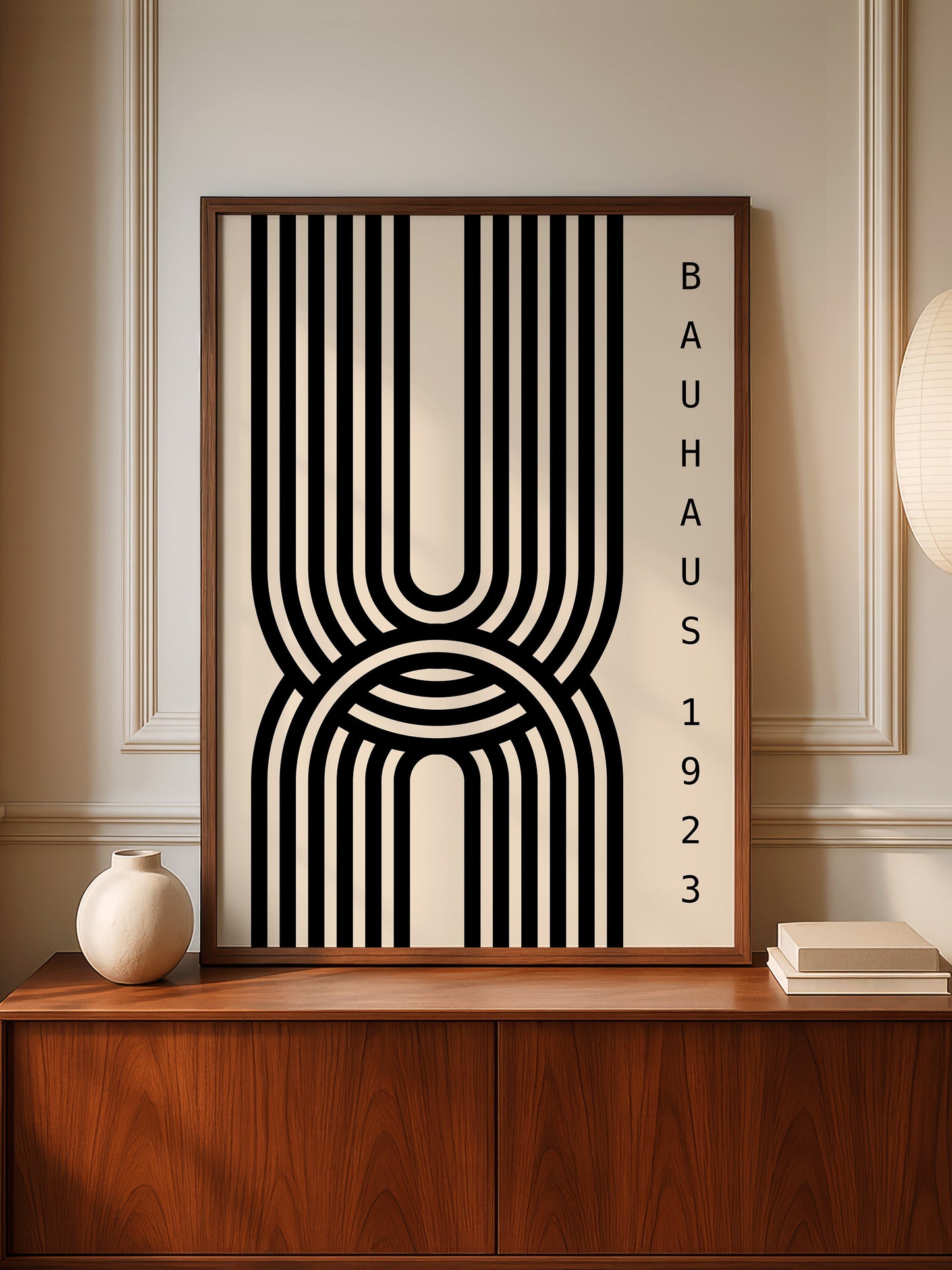 Black Bauhaus Print – Geometric Wall Art | Mid Century Poster for Living Room