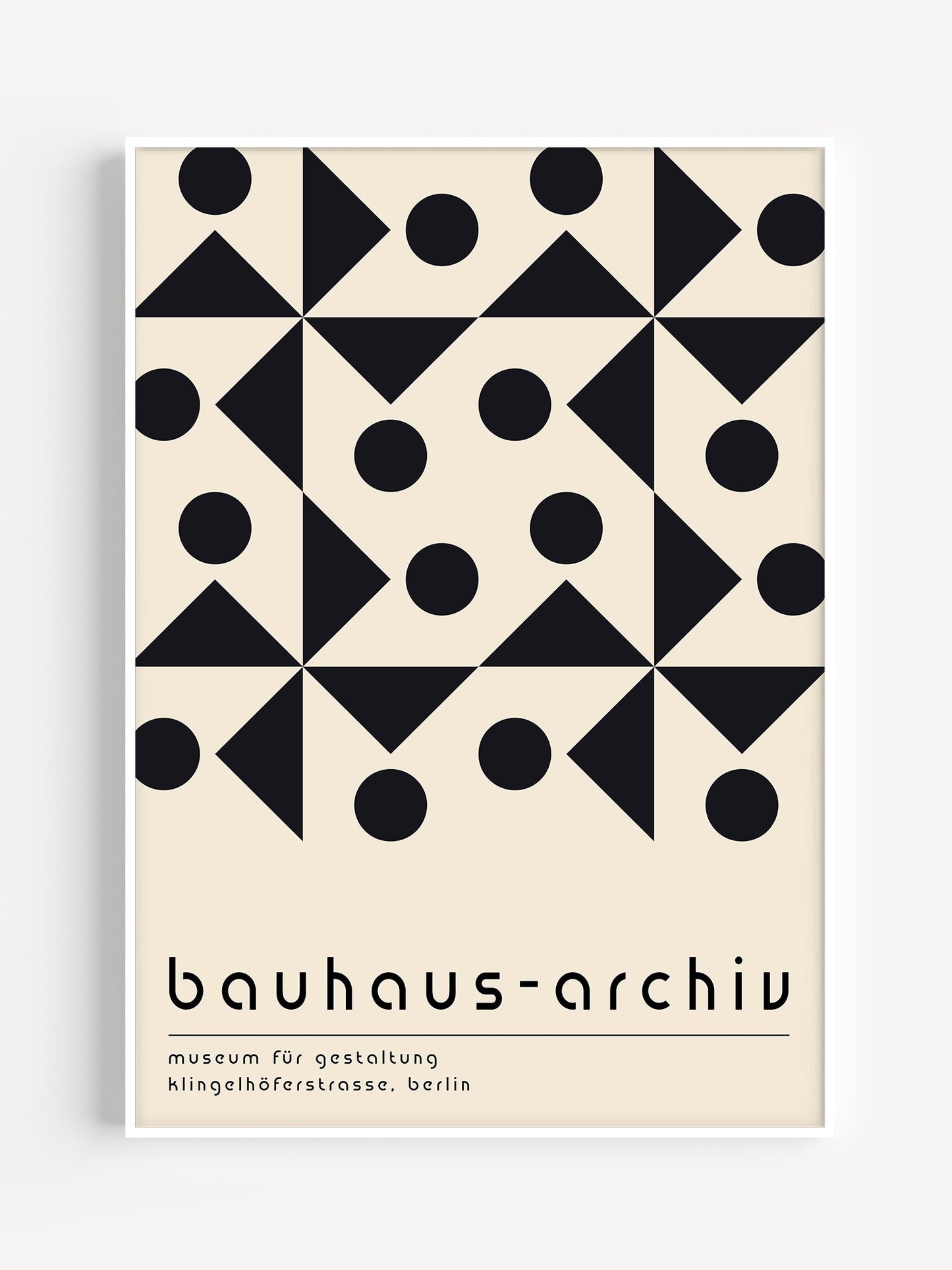 Black Minimalist Bauhaus Poster – Geometric Wall Art | Mid Century Modern Style Framed Poster
