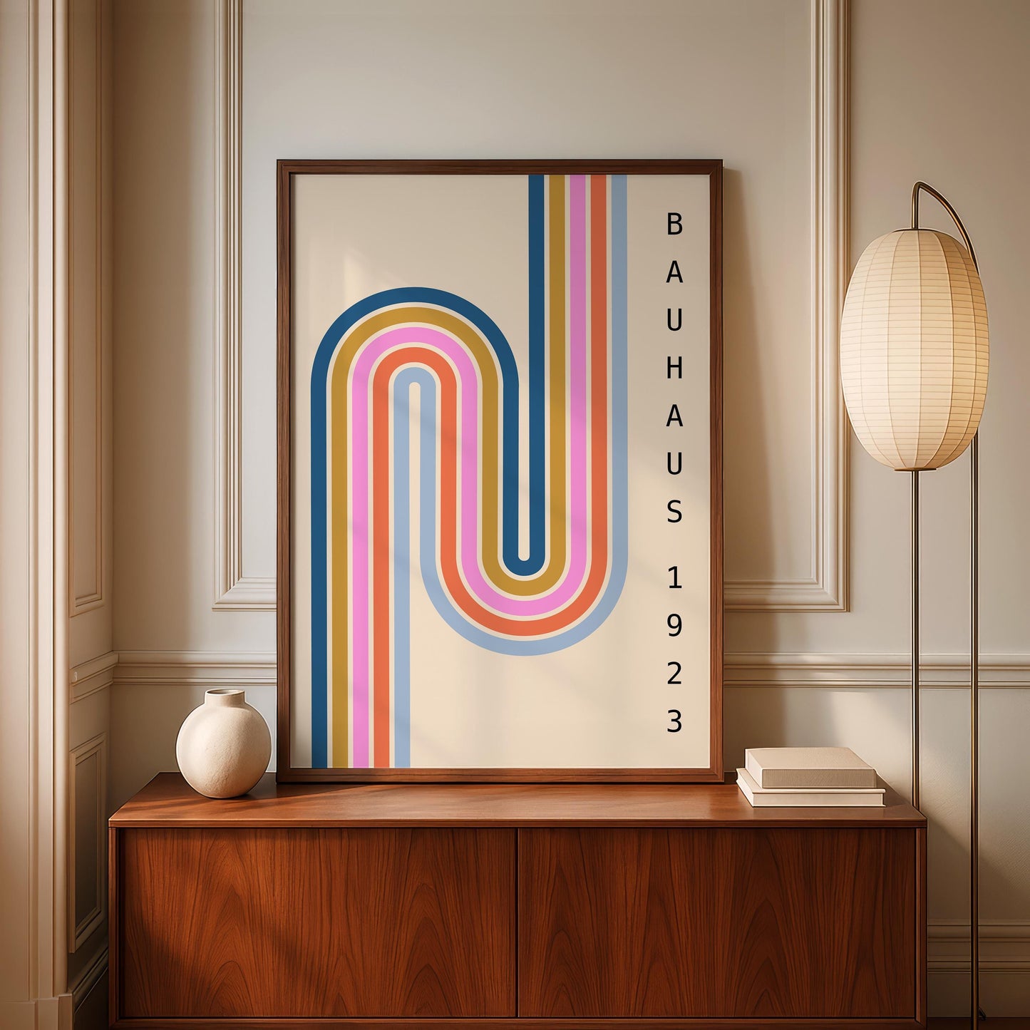 Pastel Stripes Art Print: Mid Century Geometric Design | Framed Option