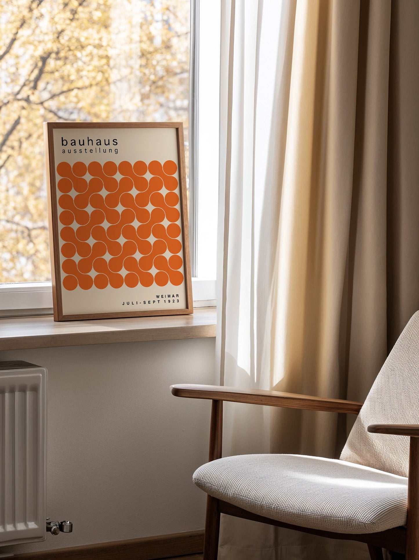 Orange Bauhaus Poster – Geometric Wall Art Print for Living Room & Studio