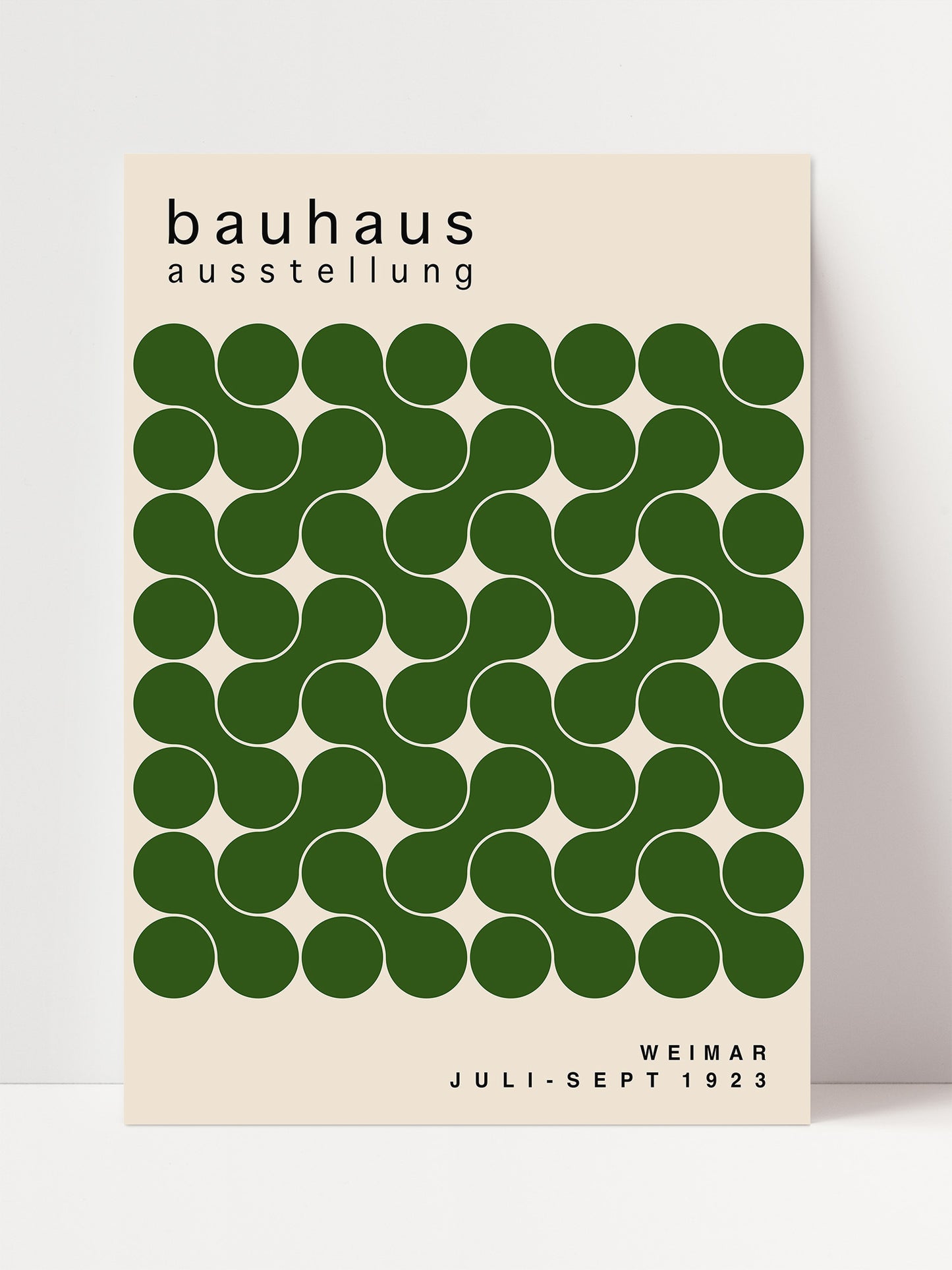 The image is a poster for the Bauhaus exhibition in Weimar, Germany, which took place from July to September 1923.