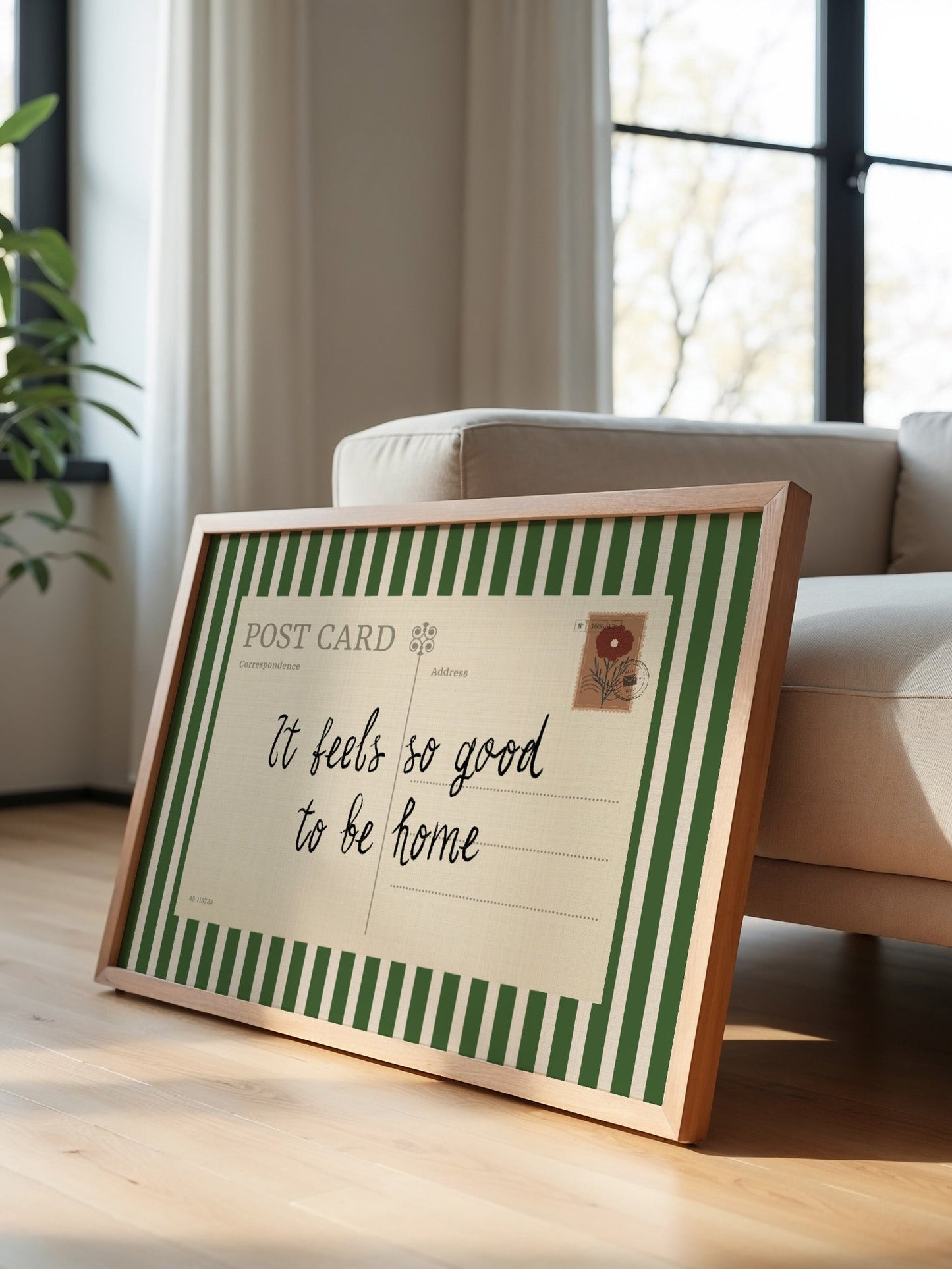 Framed Striped Postcard Print – Vintage Wall Art With Retro Quote