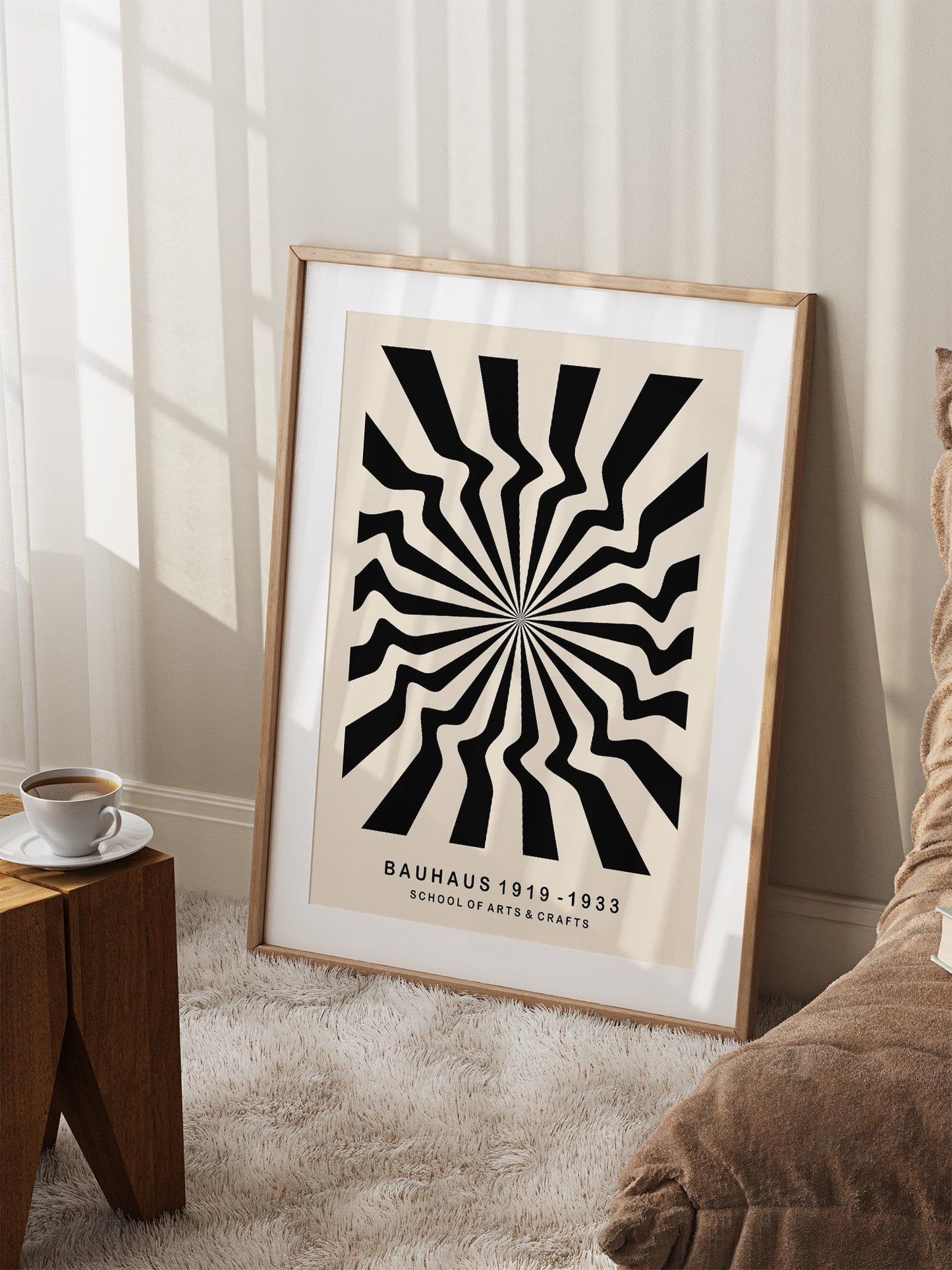 Bauhaus Op Art Print – Minimalist Wall Art | Black and Cream Poster