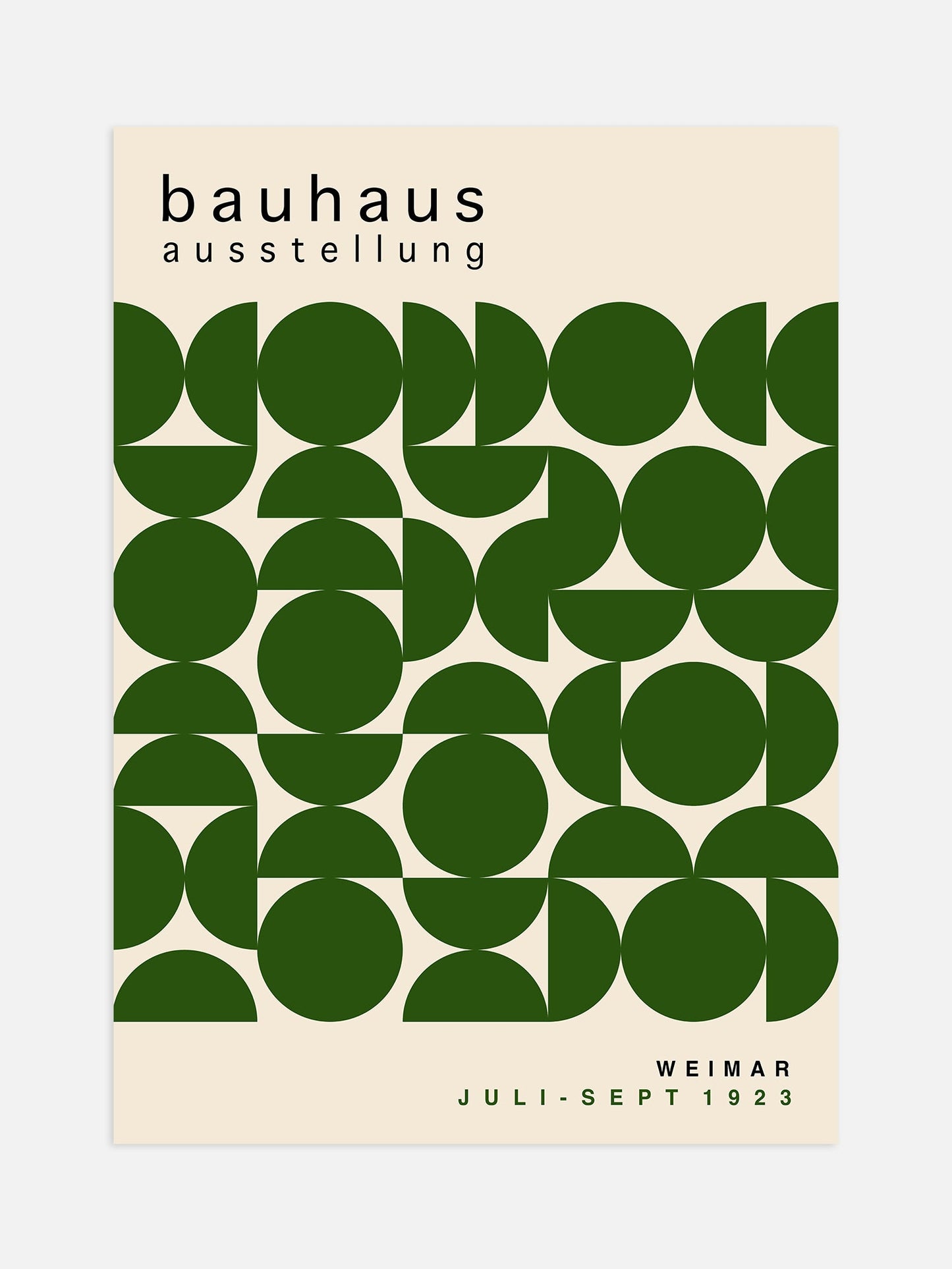 Bauhaus Poster – Green Geometric Shapes Mid Century Poster Framed Art Print