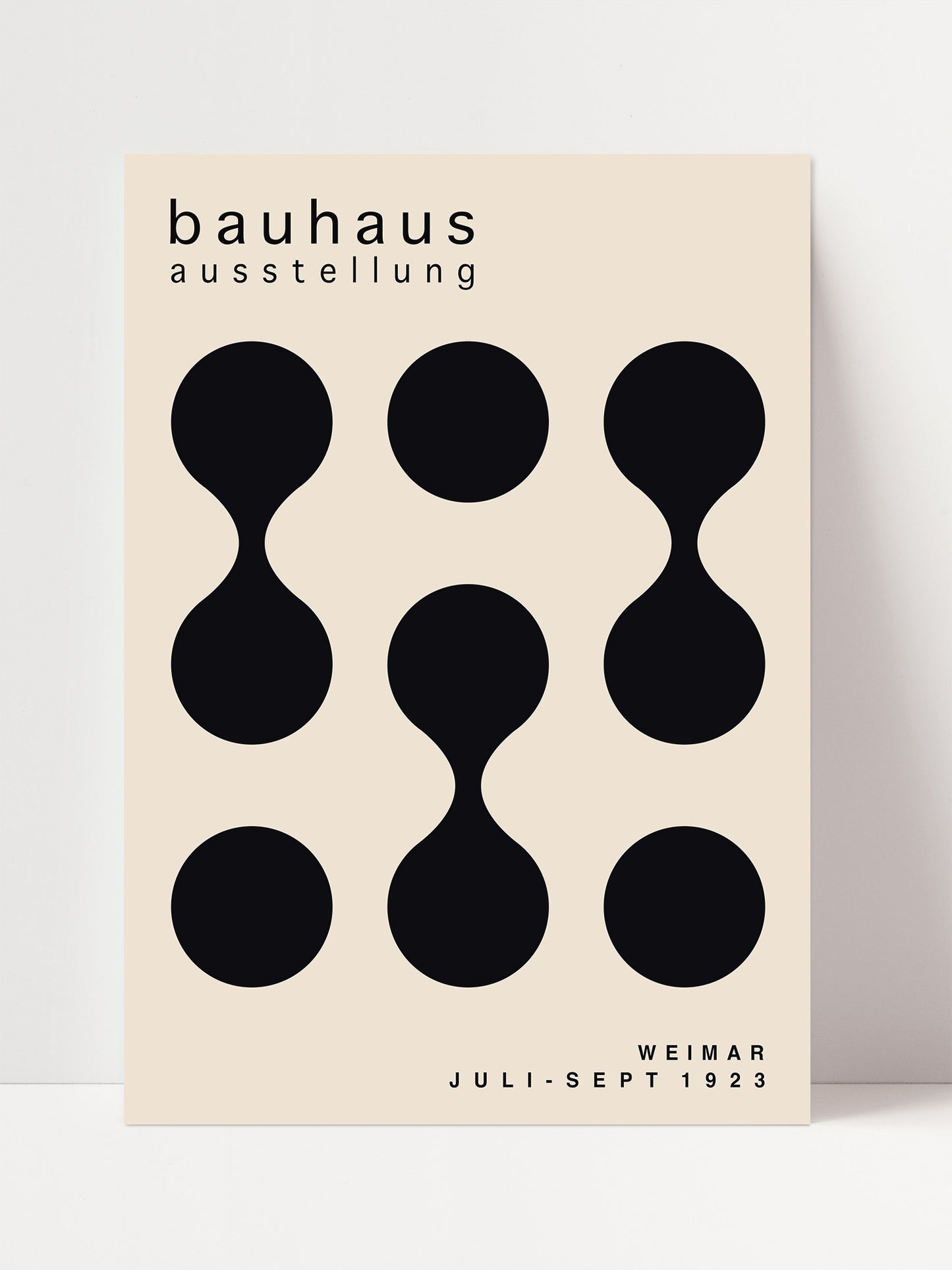 The image is a poster for the Bauhaus exhibition in Weimar, Germany, which took place from July to September 1923.