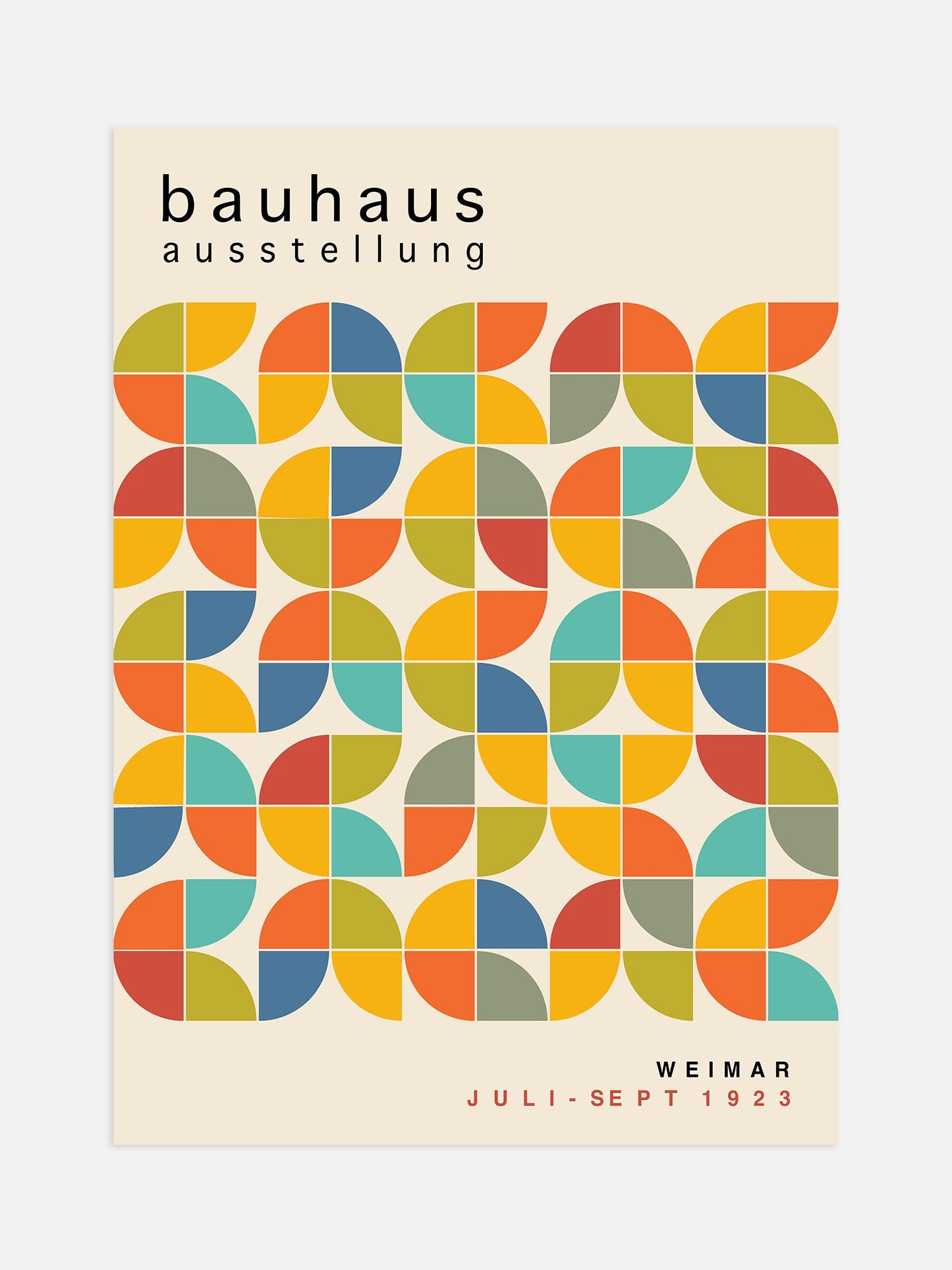 Bauhaus Exhibition Print – Mid Century Modern Art Framed Poster With Vibrant Geometric Pattern