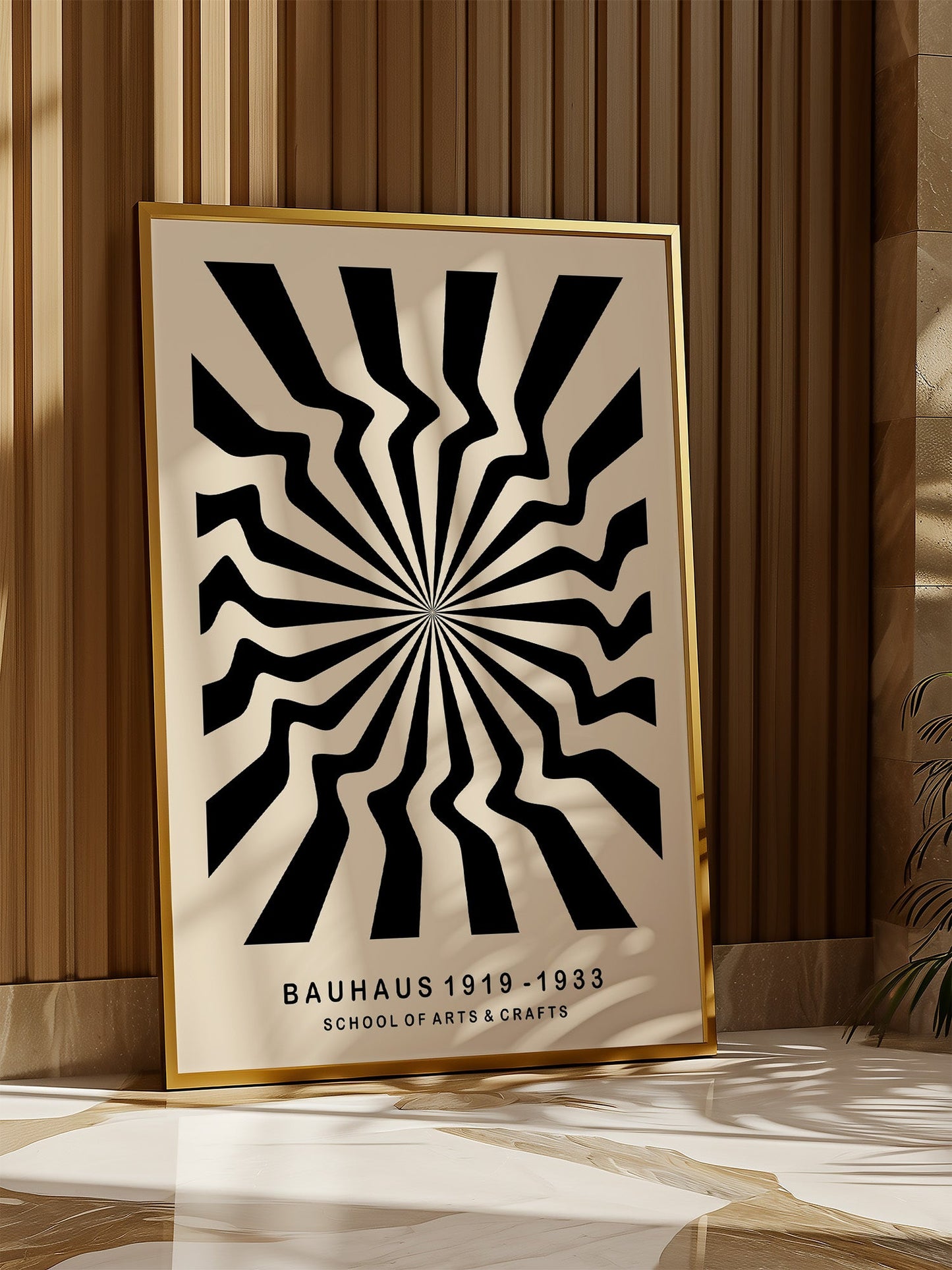 Bauhaus Op Art Print – Minimalist Wall Art | Black and Cream Poster