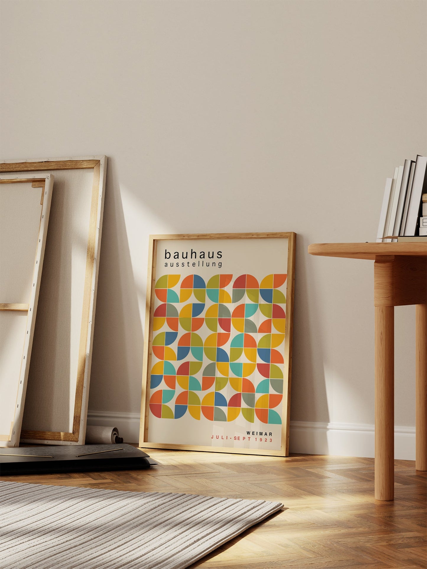Bauhaus Exhibition Print – Mid Century Modern Art Framed Poster With Vibrant Geometric Pattern