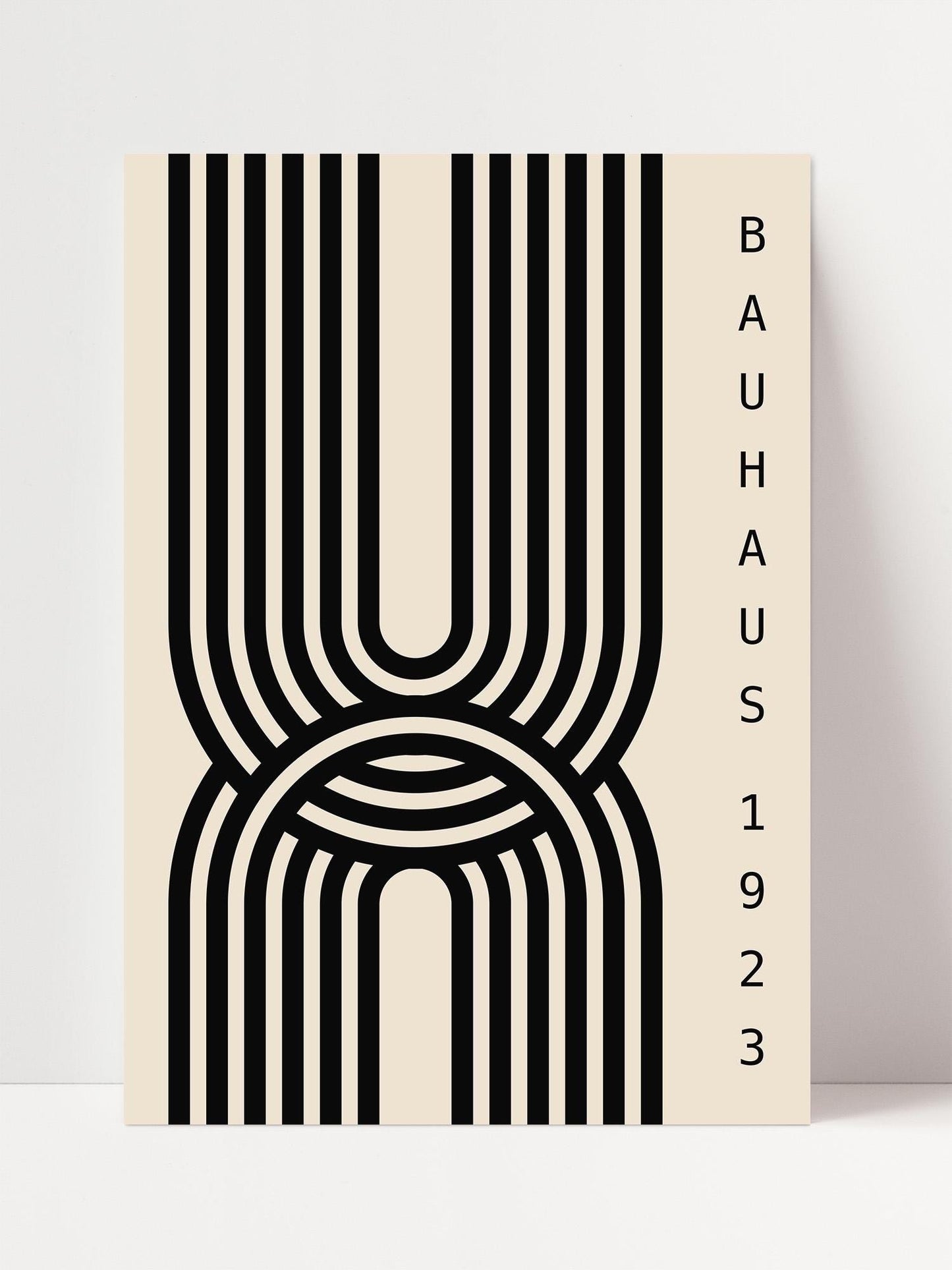 a minimalist design with a repeating pattern of black and white lines.