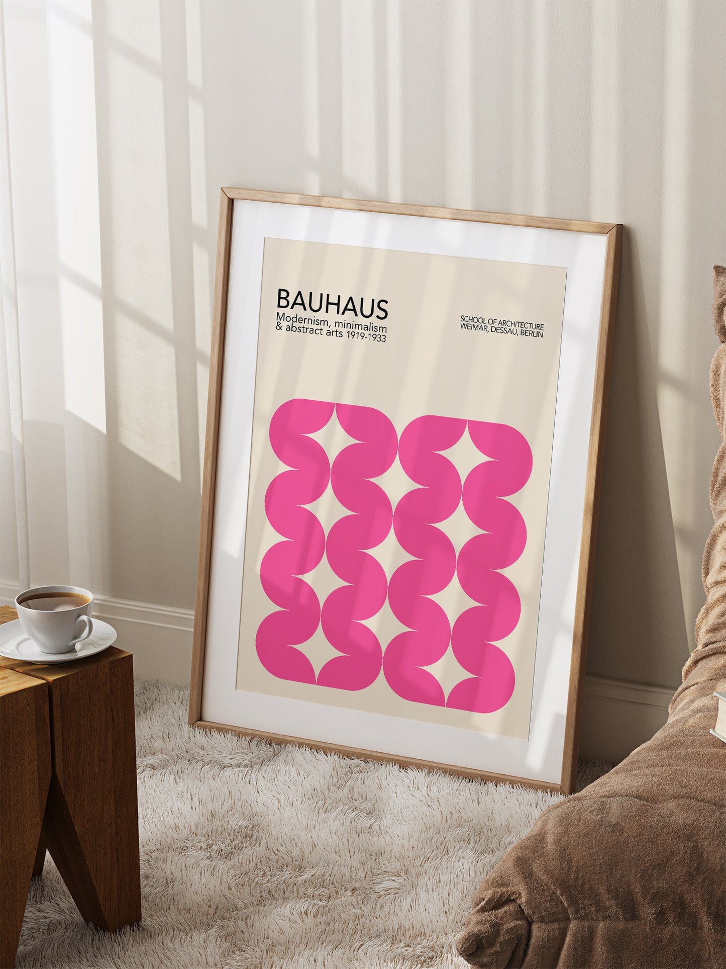 Bauhaus Poster - Pink Maximalist Geometric Print | Bold Home Decor Framed