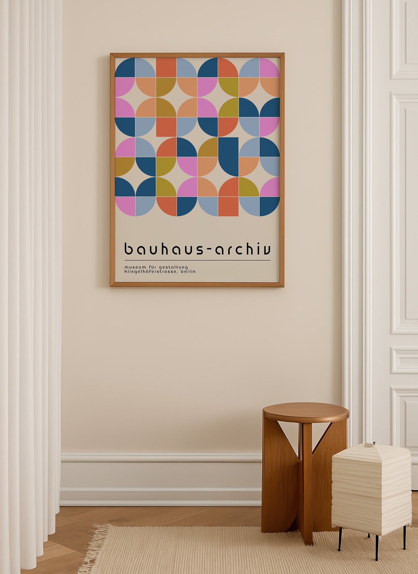 Bauhaus Geometric Poster - Mid Century Pastel Wall Art | Modernist Print, Framed Option