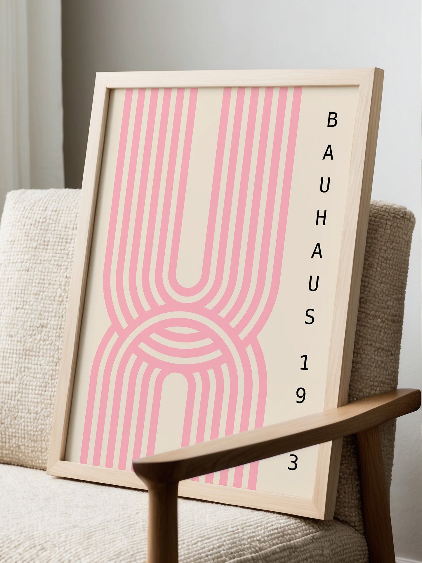 Bauhaus Wall Art - Pastel Pink Geometric Print | Mid Century Modern Poster