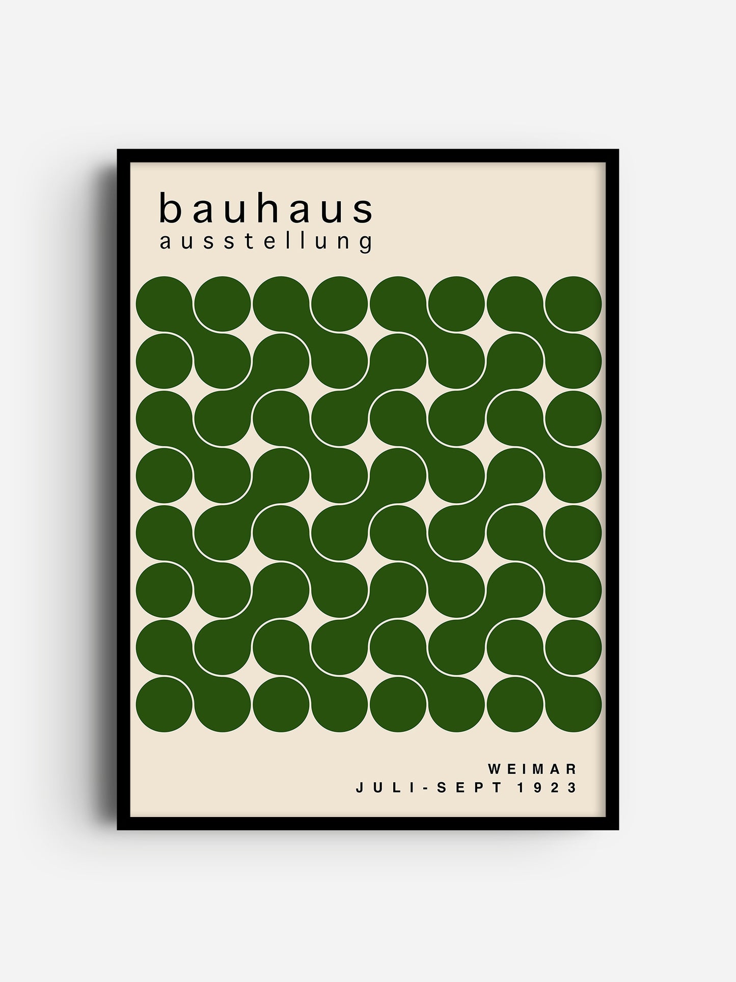The image is a poster for the Bauhaus exhibition in Weimar, Germany, which took place from July 23, 1923 to September 23, 1923.