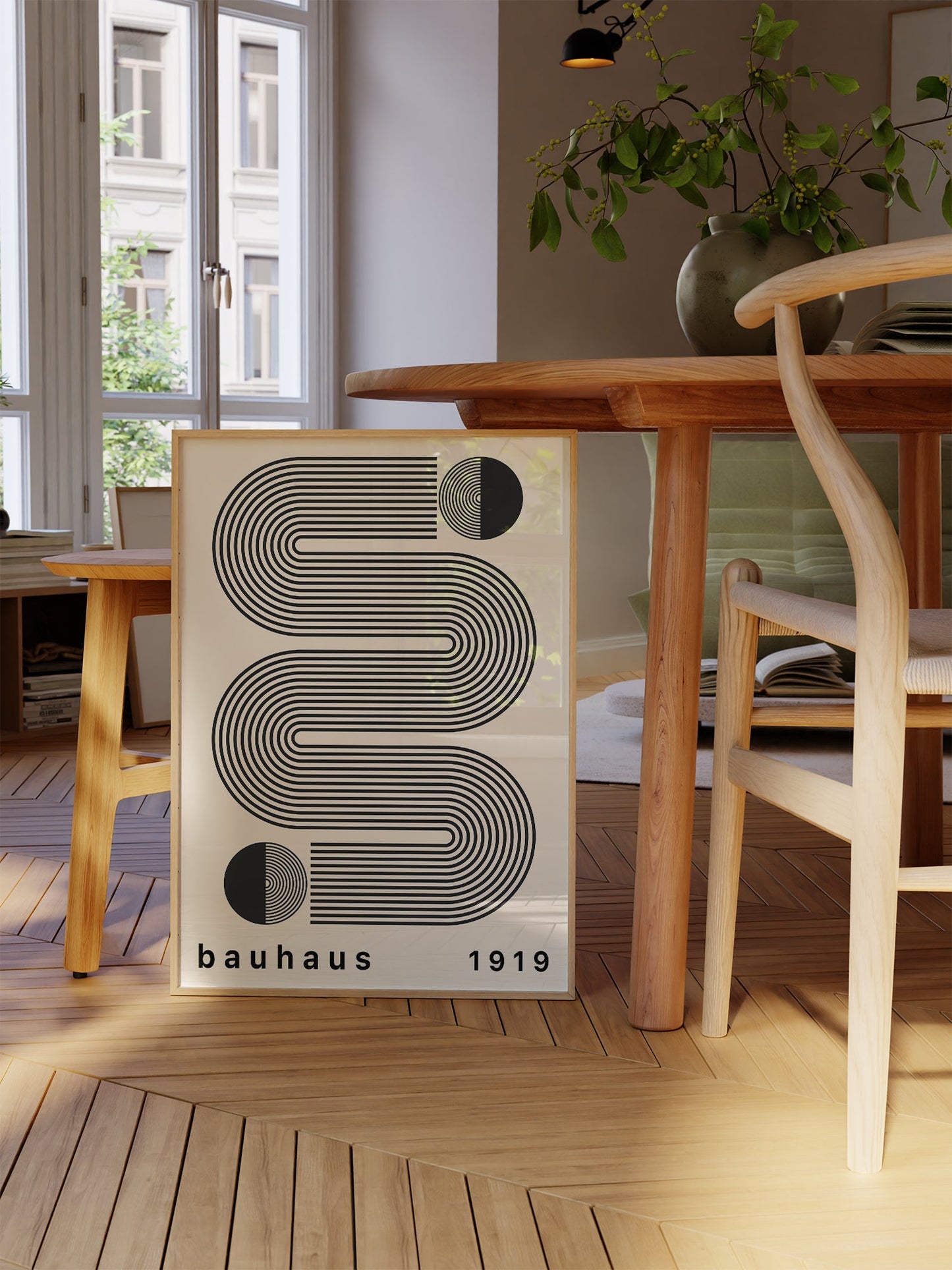 Bauhaus Poster - Black Geometric 1919 Mid Century Wall Art Print