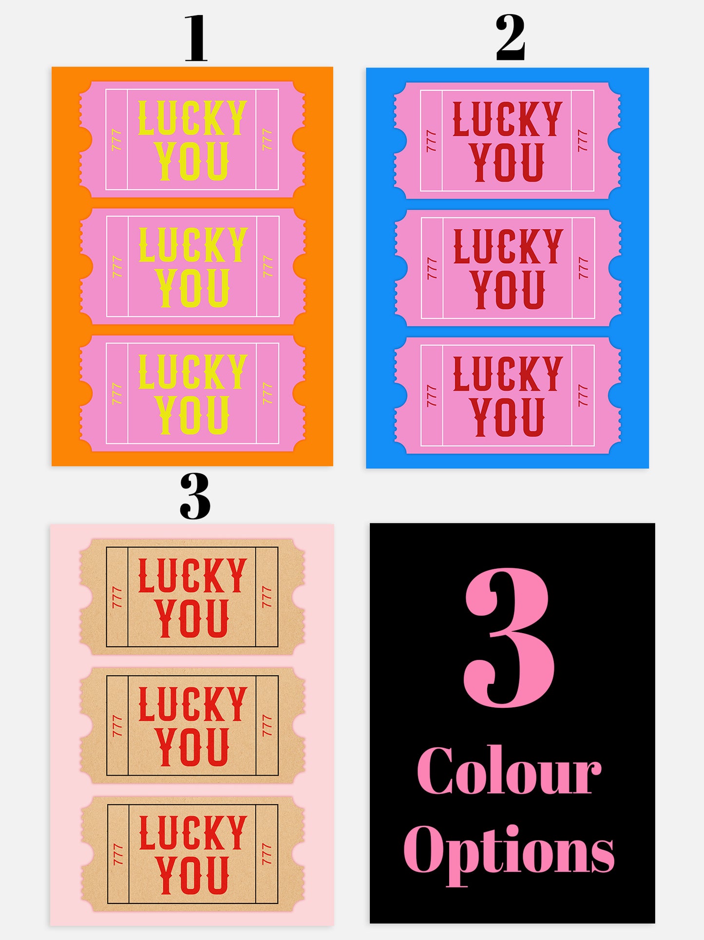 Retro Lucky You Ticket Poster