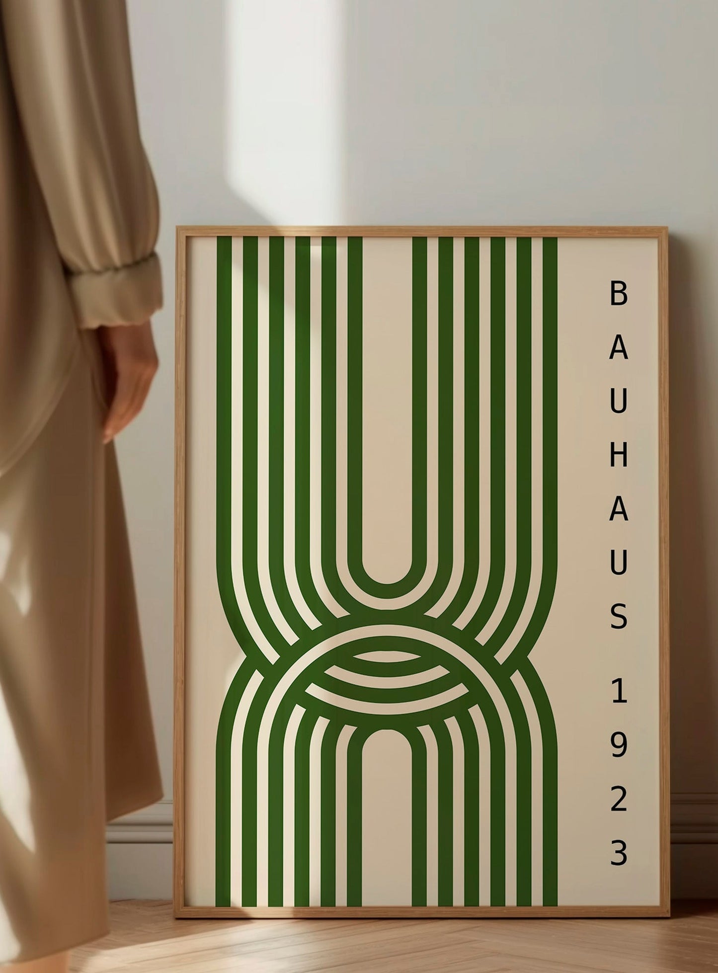 Bauhaus Wall Art – Green Geometric Print | Mid Century Poster for Living Room