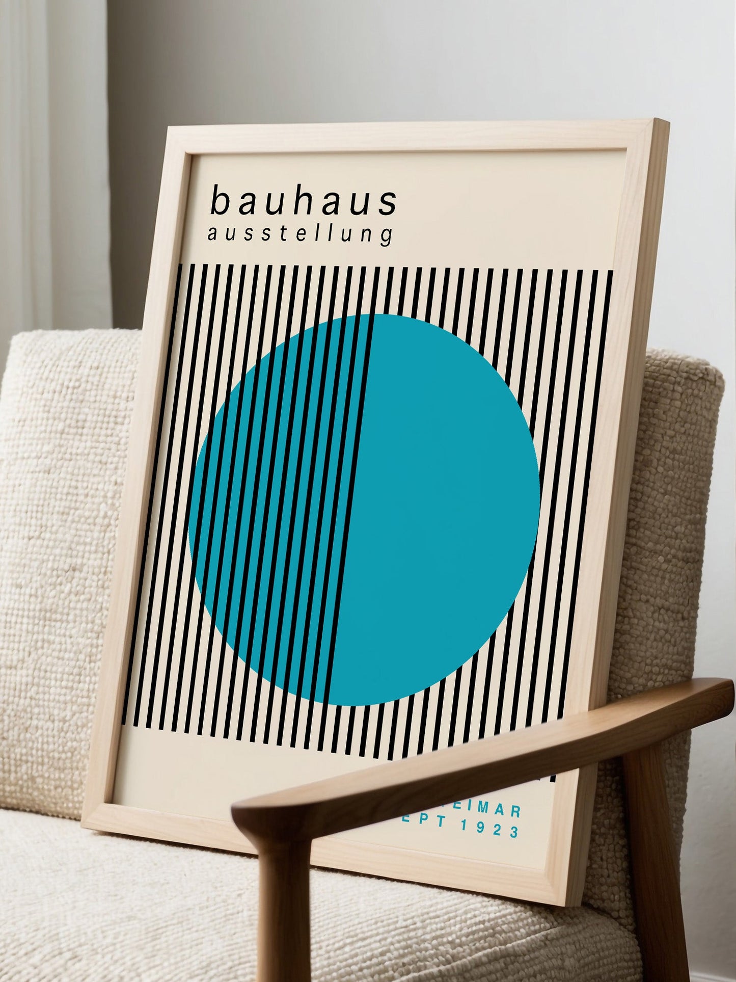 Bauhaus Wall Art – Turquoise Circle Mid Century Poster | Modernist Print