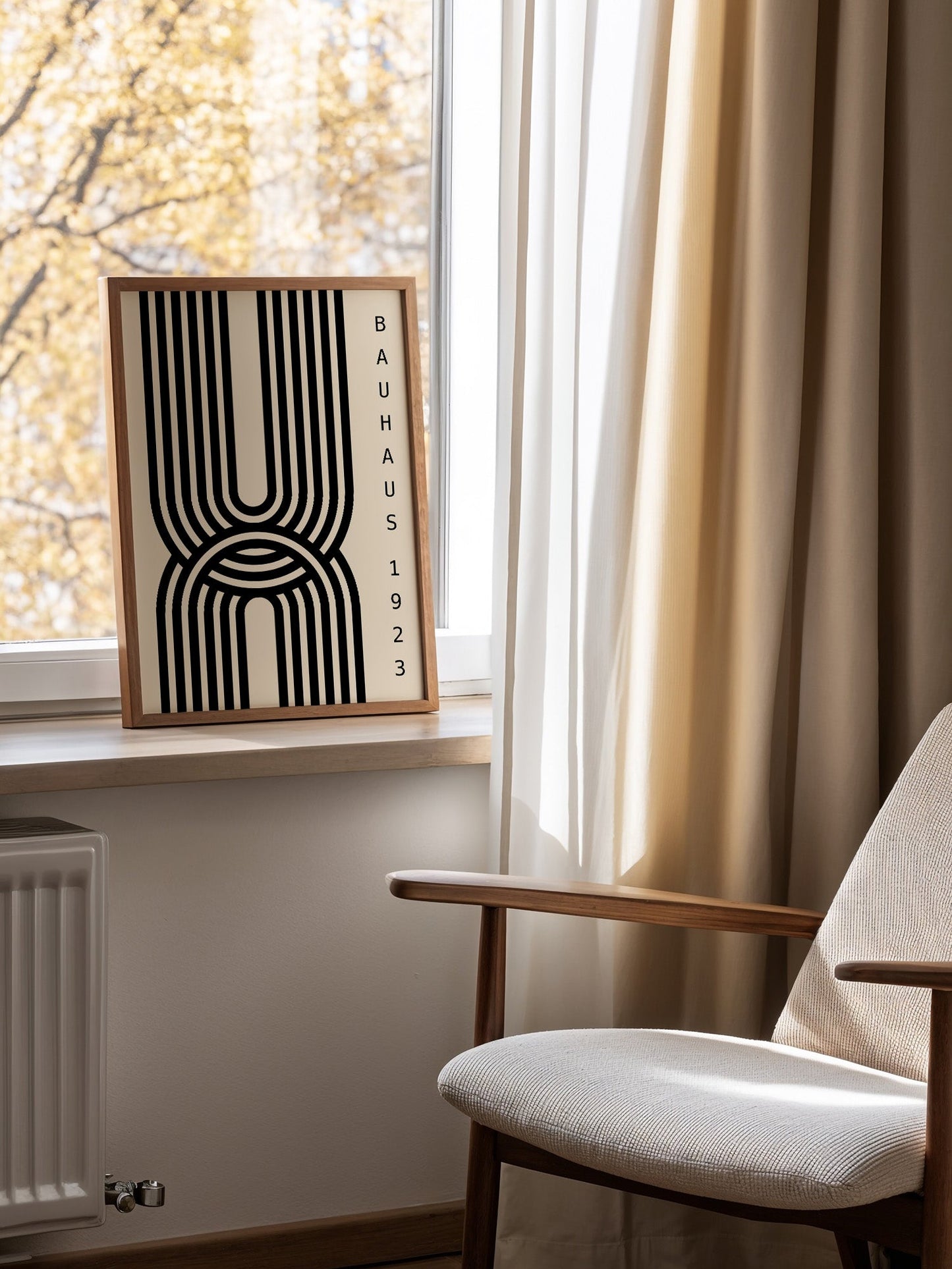 Black Bauhaus Print – Geometric Wall Art | Mid Century Poster for Living Room