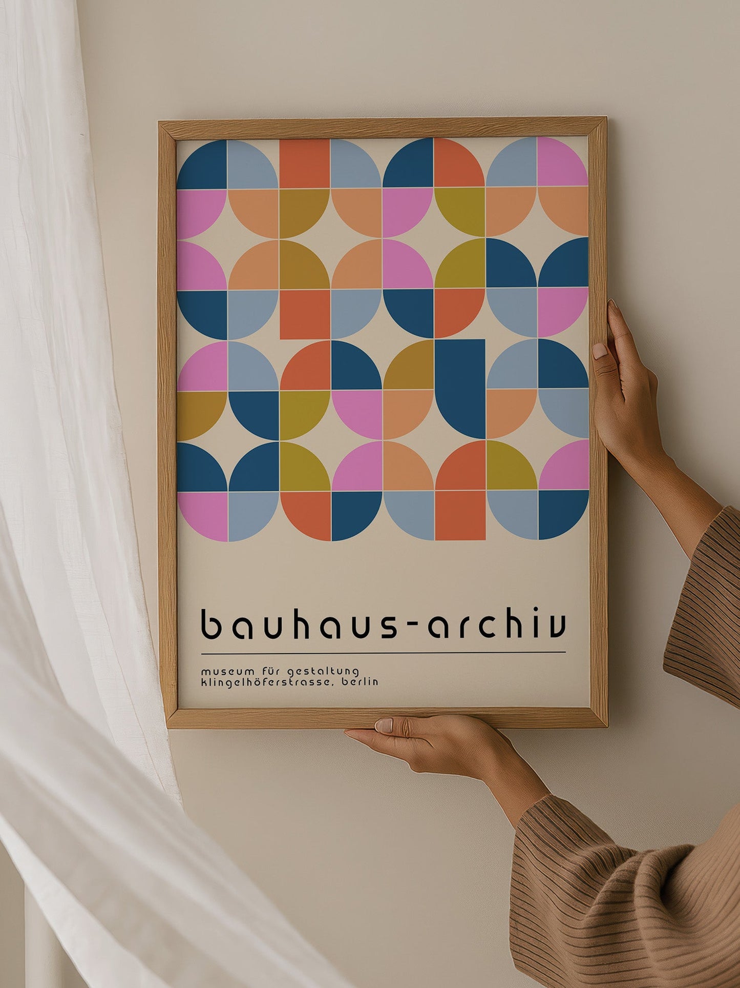 Bauhaus Geometric Poster - Mid Century Pastel Wall Art | Modernist Print, Framed Option
