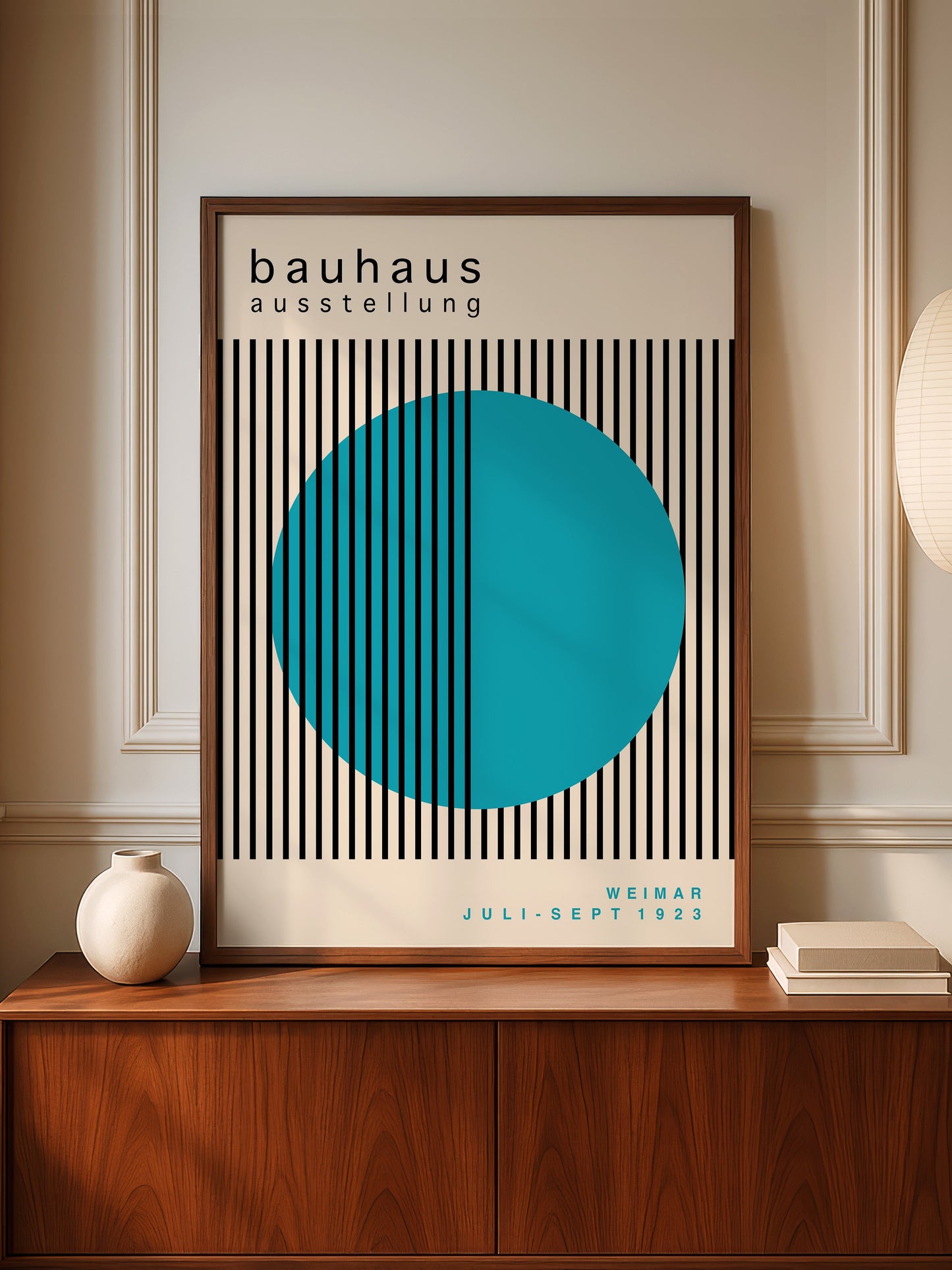 Bauhaus Wall Art – Turquoise Circle Mid Century Poster | Modernist Print
