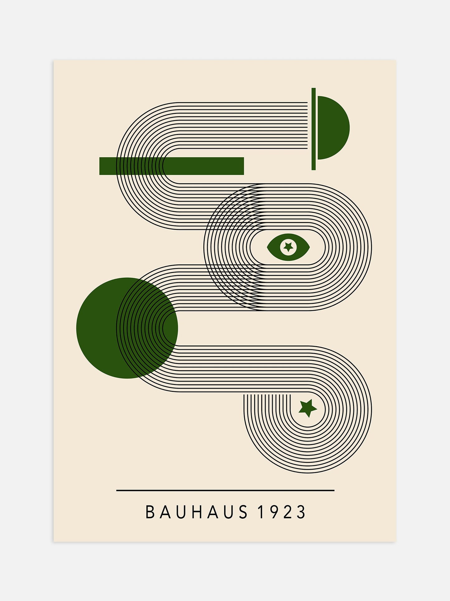 Bauhaus Poster – Modernist Design Poster | Black and Green Geometric Wall Art