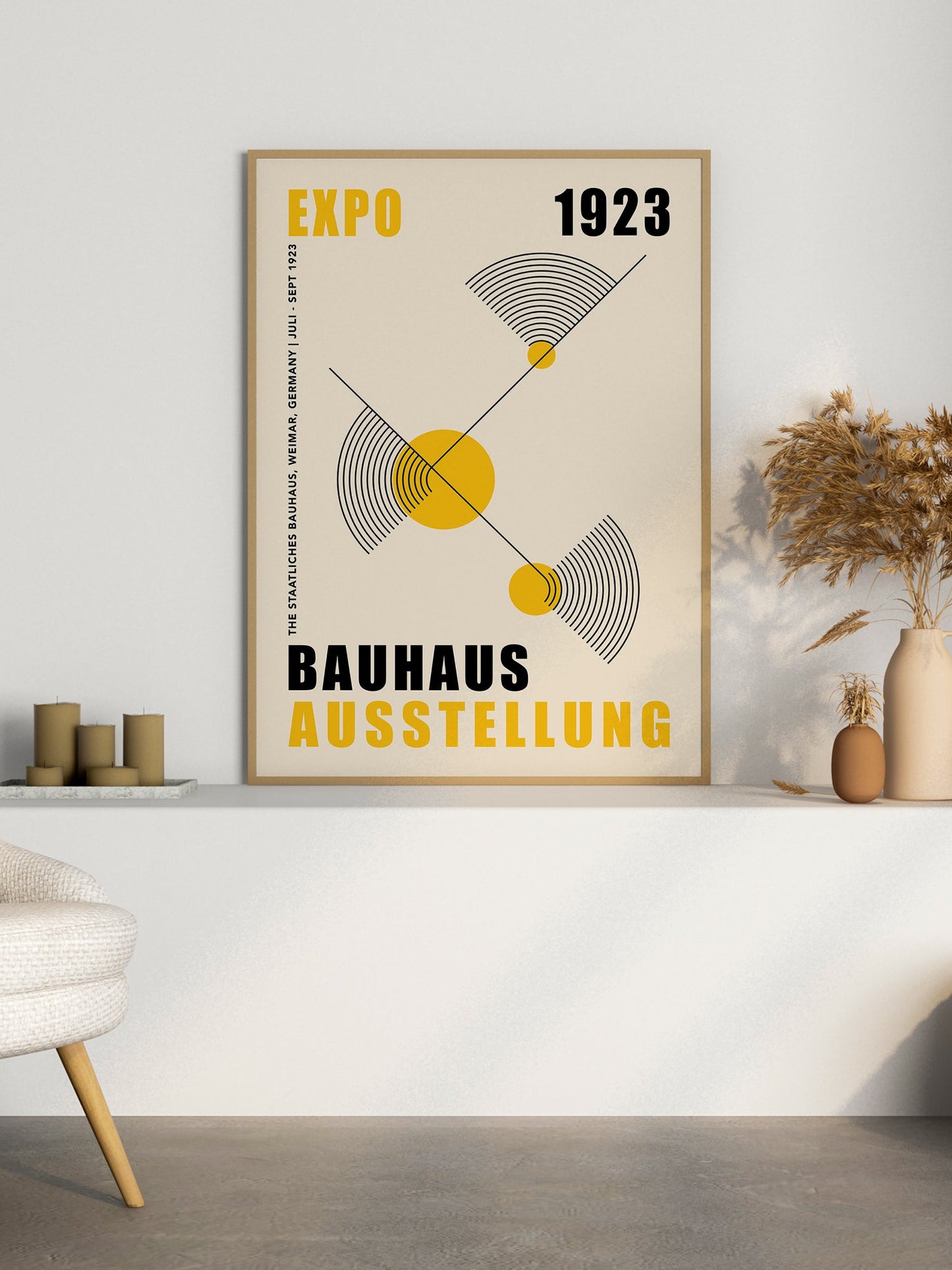 Bauhaus Poster - Modernist Yellow Wall Art | Mid Century Minimalist Print