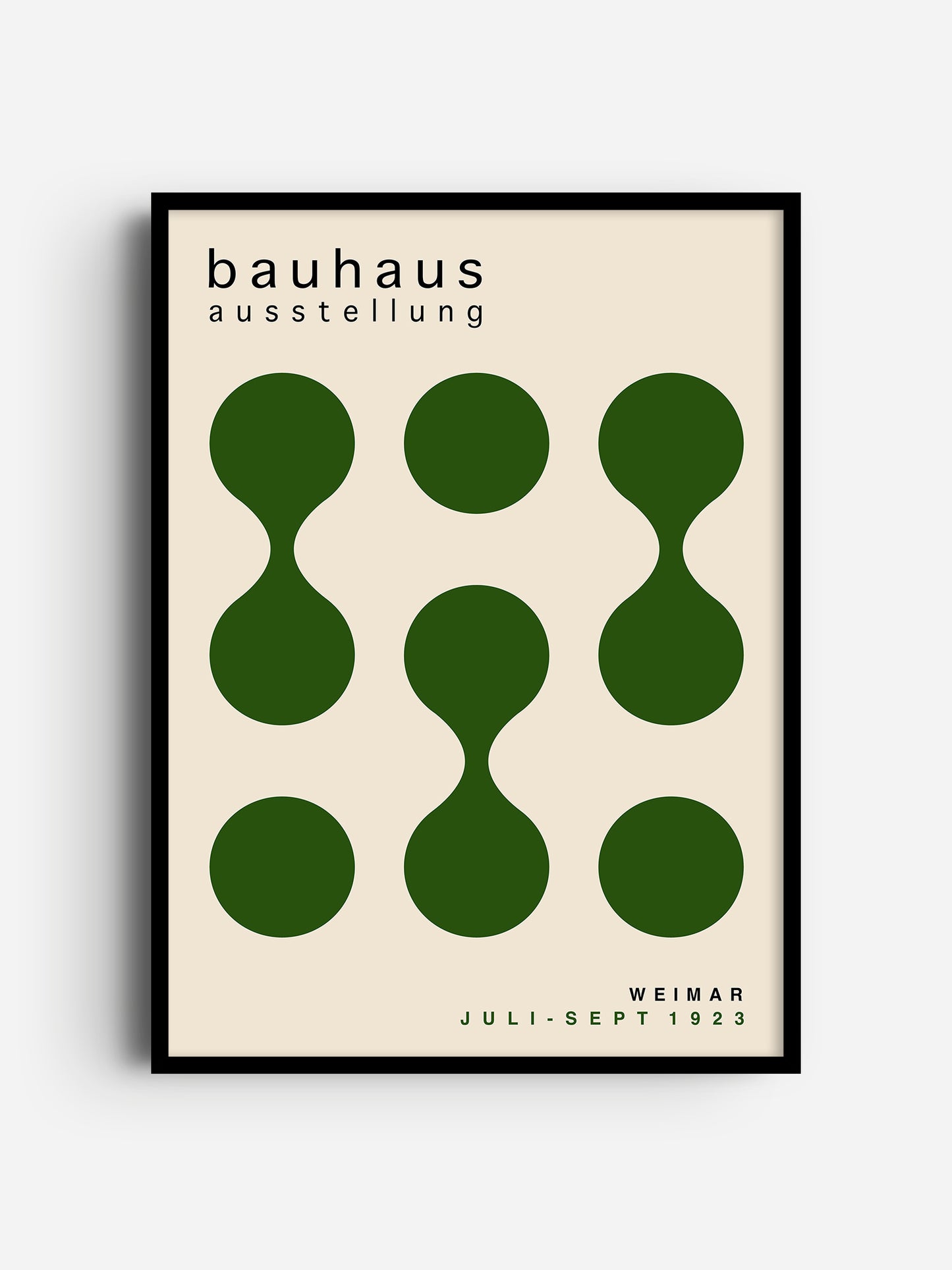 The image is a poster for the Bauhaus exhibition in Weimar, Germany, which took place from July to September 1923.